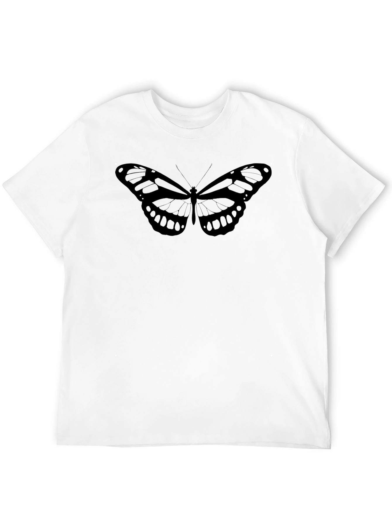 Butterfly Graphic Tee - Black Cotton Casual Shirt