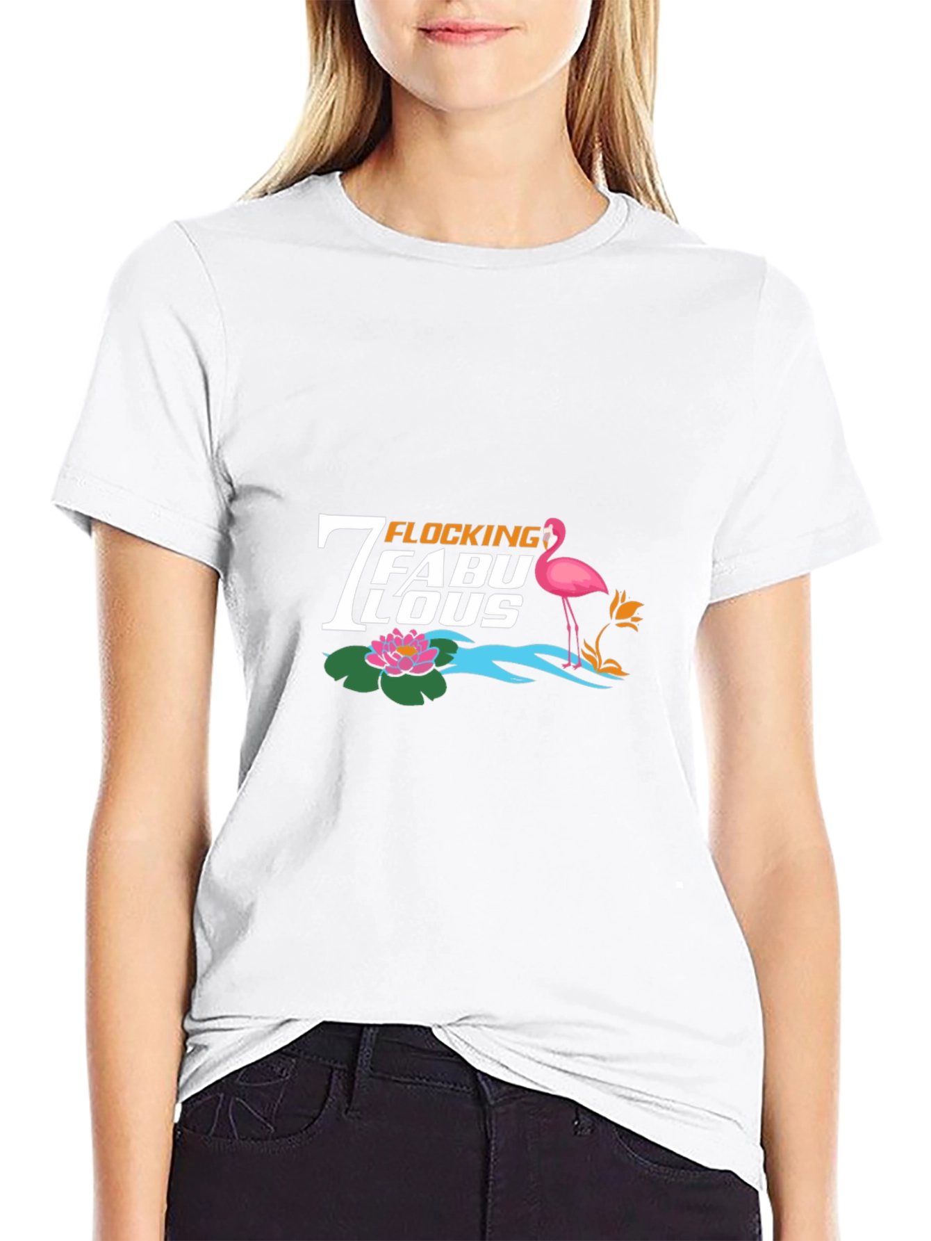 Flocking Fabulous Flamingo Graphic Tee - Black
