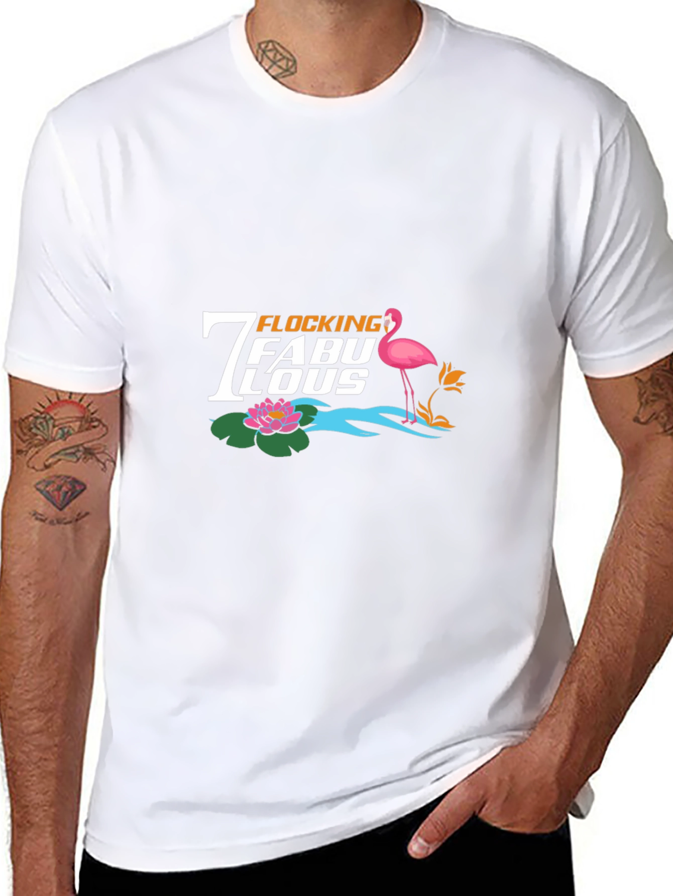 Flocking Fabulous Flamingo Graphic Tee - Black