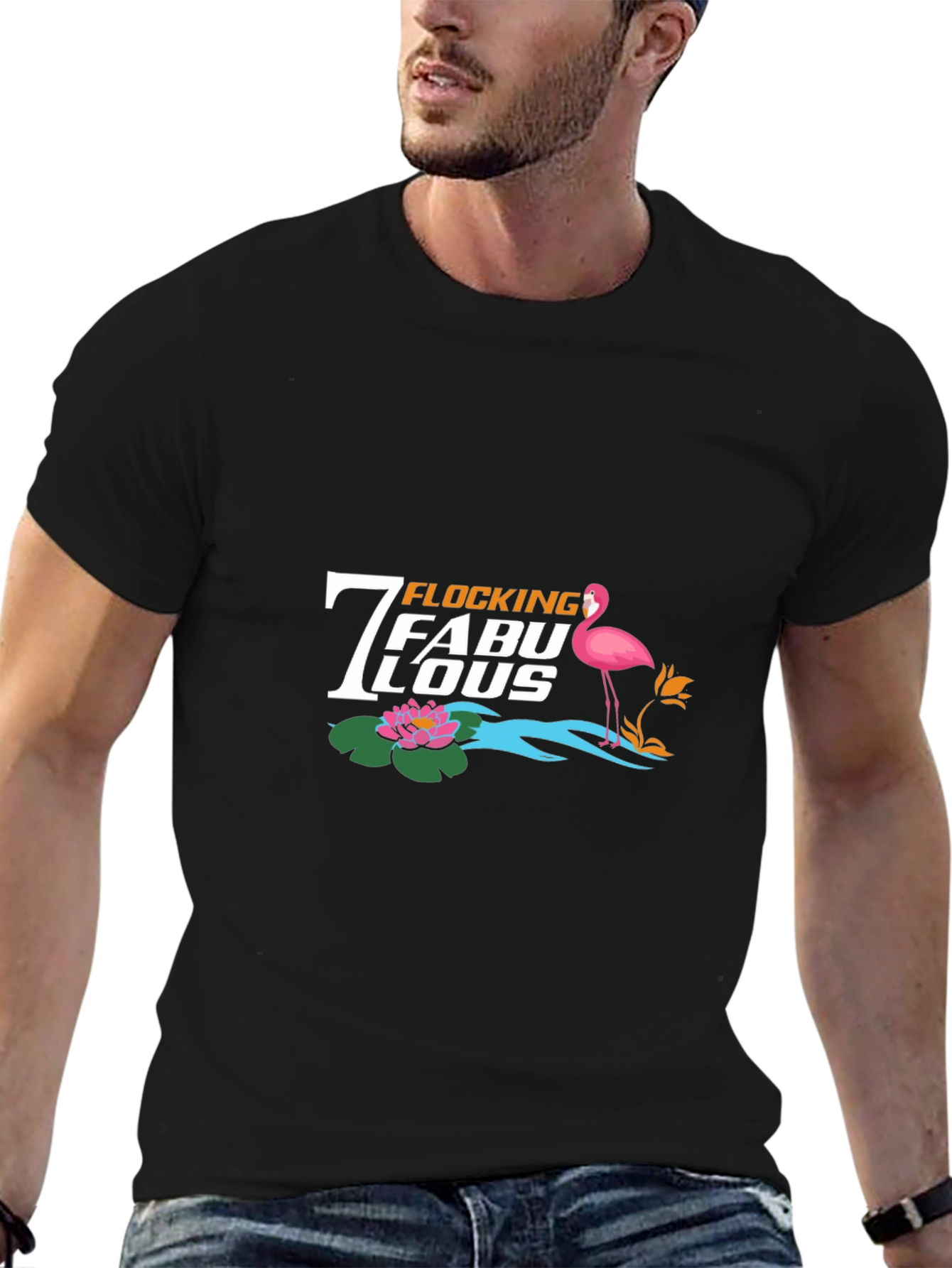 Flocking Fabulous Flamingo Graphic Tee - Black