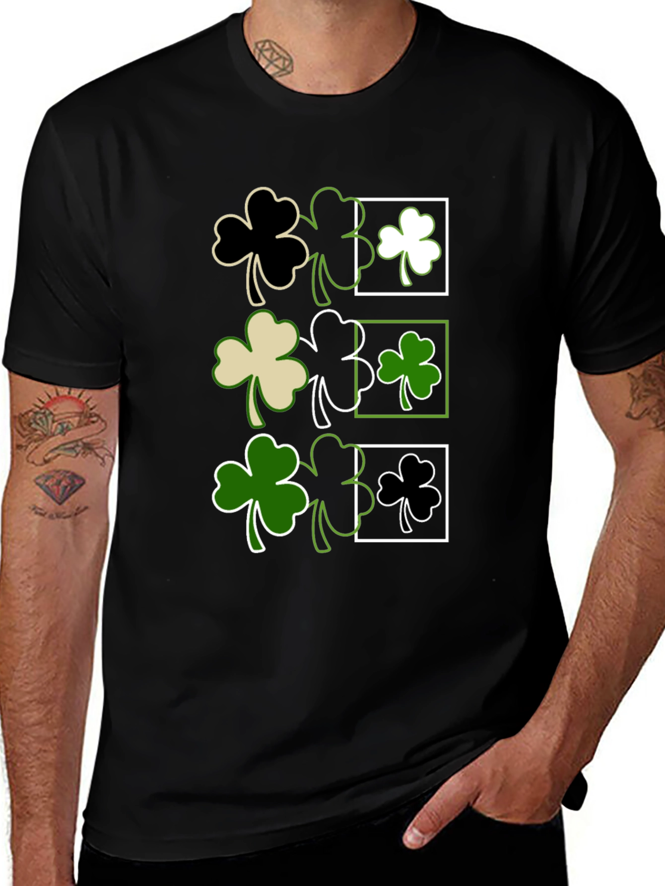 St. Patricks Day Clover T-Shirt - Black