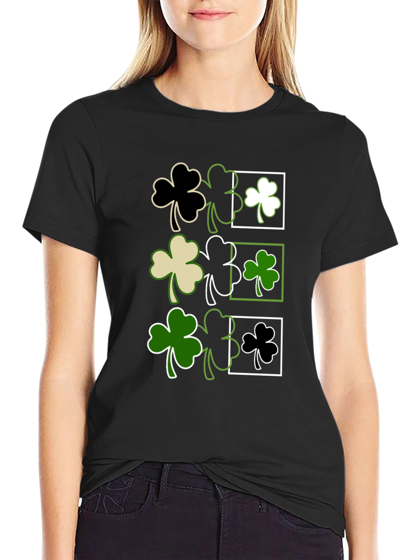 St. Patricks Day Clover T-Shirt - Black