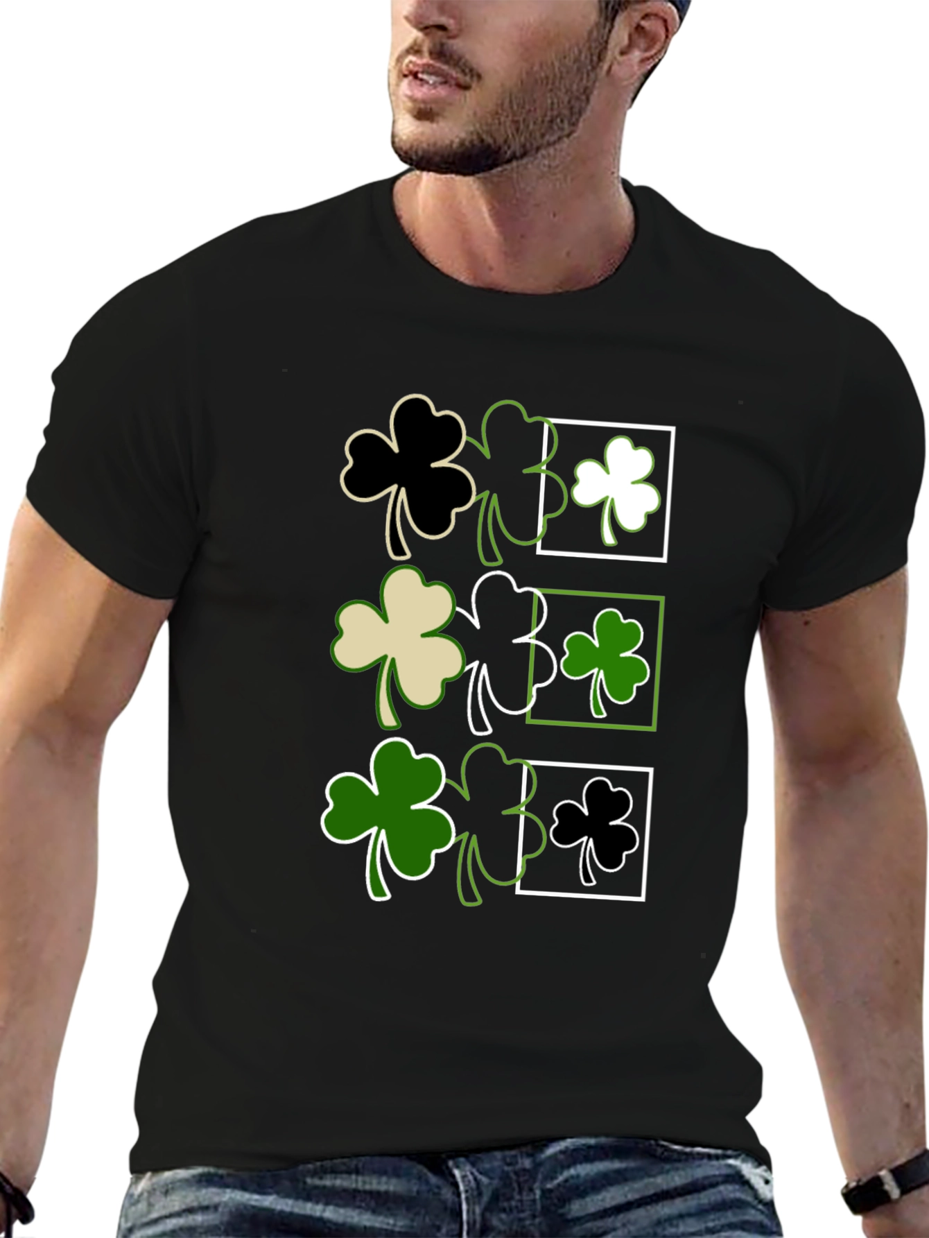 St. Patricks Day Clover T-Shirt - Black