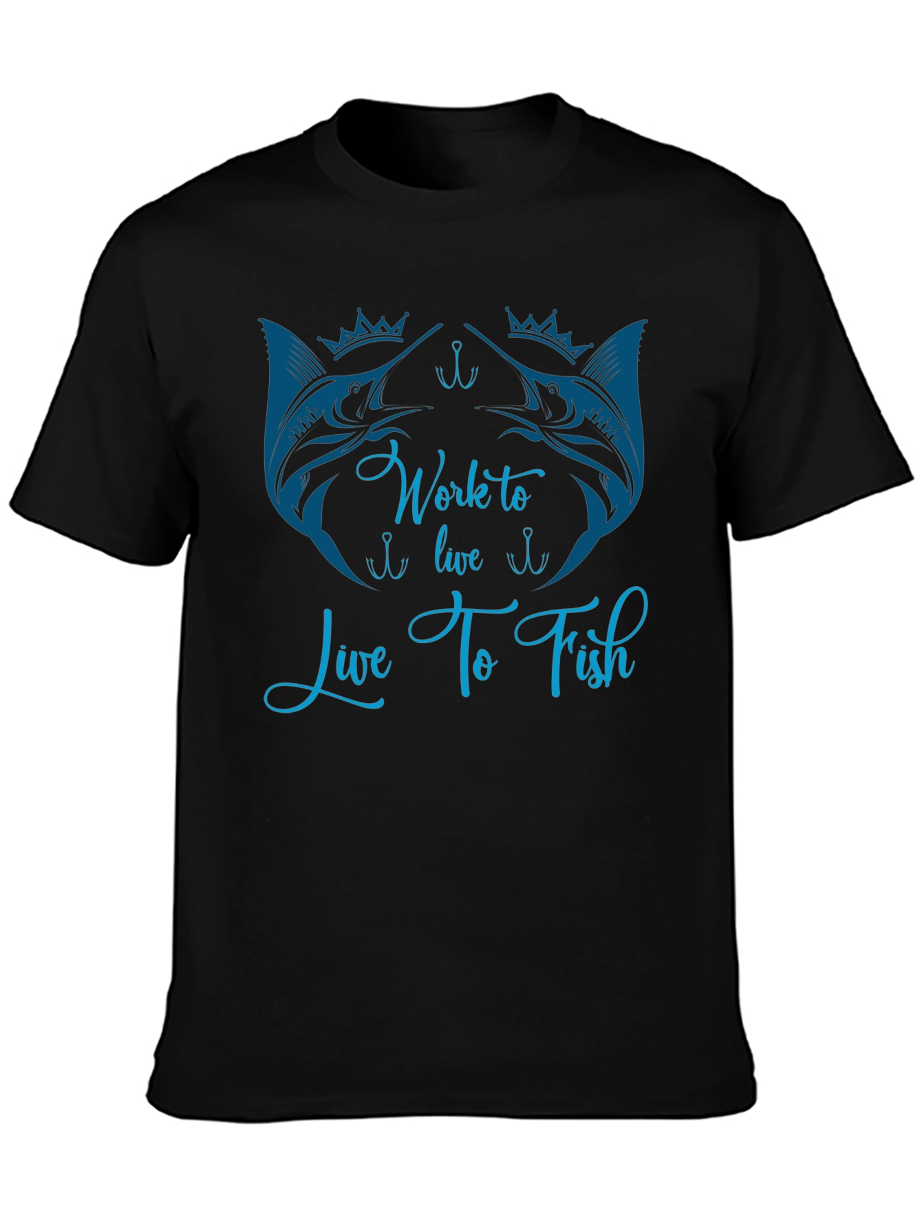 Work to Live Live to Fish Black T-Shirt