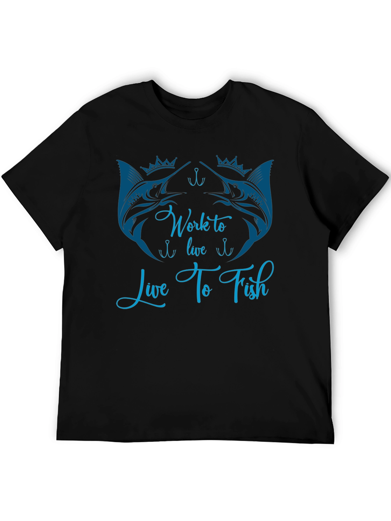 Work to Live Live to Fish Black T-Shirt