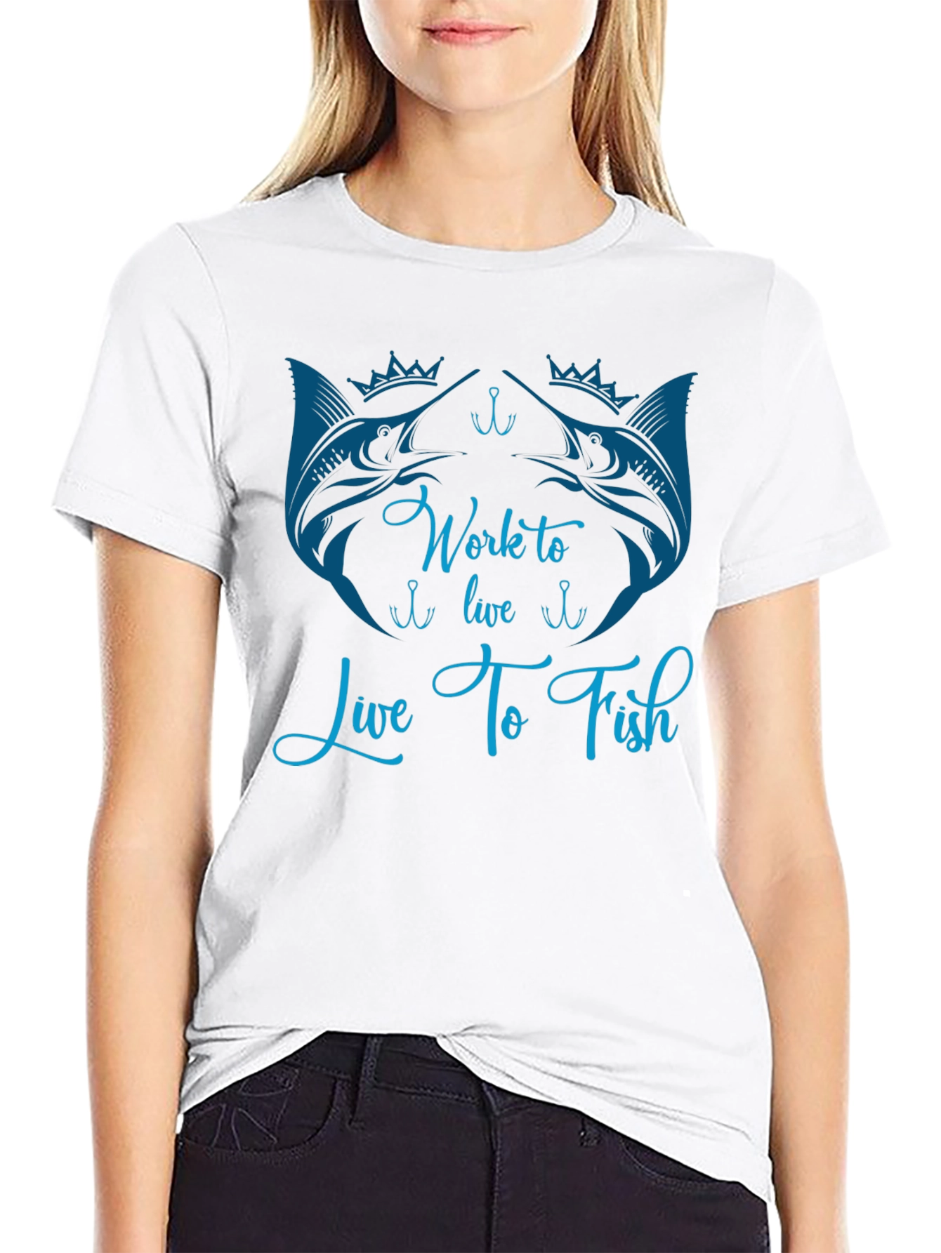 Work to Live Live to Fish Black T-Shirt