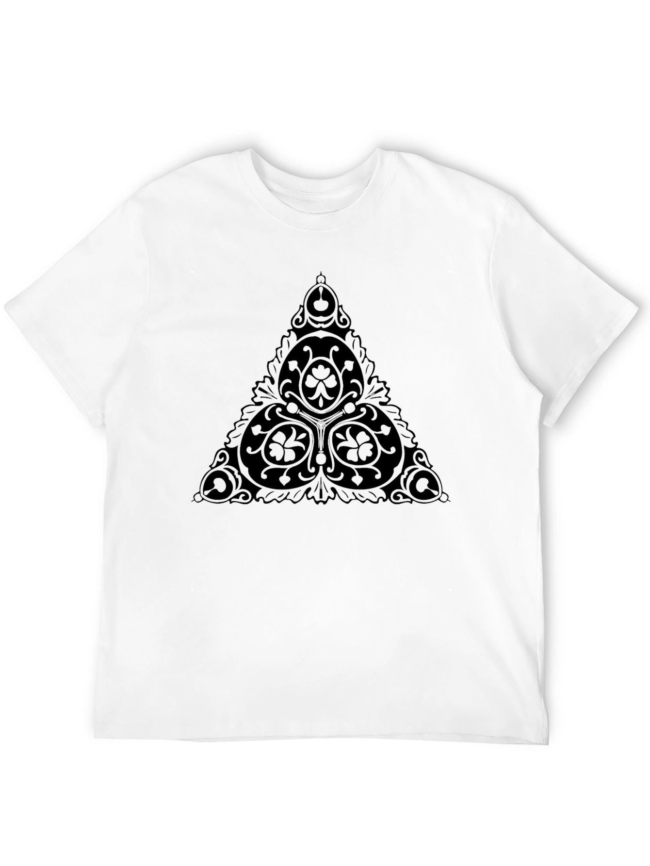 Black T-Shirt with Celtic Knot Triangle Design