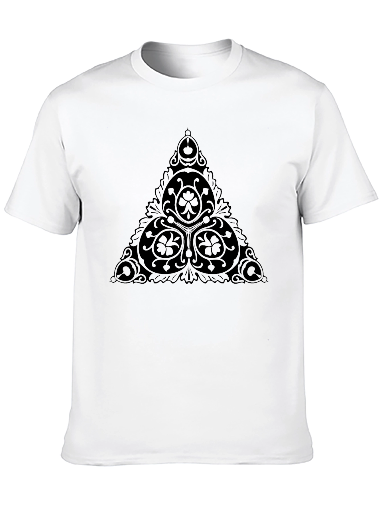 Black T-Shirt with Celtic Knot Triangle Design