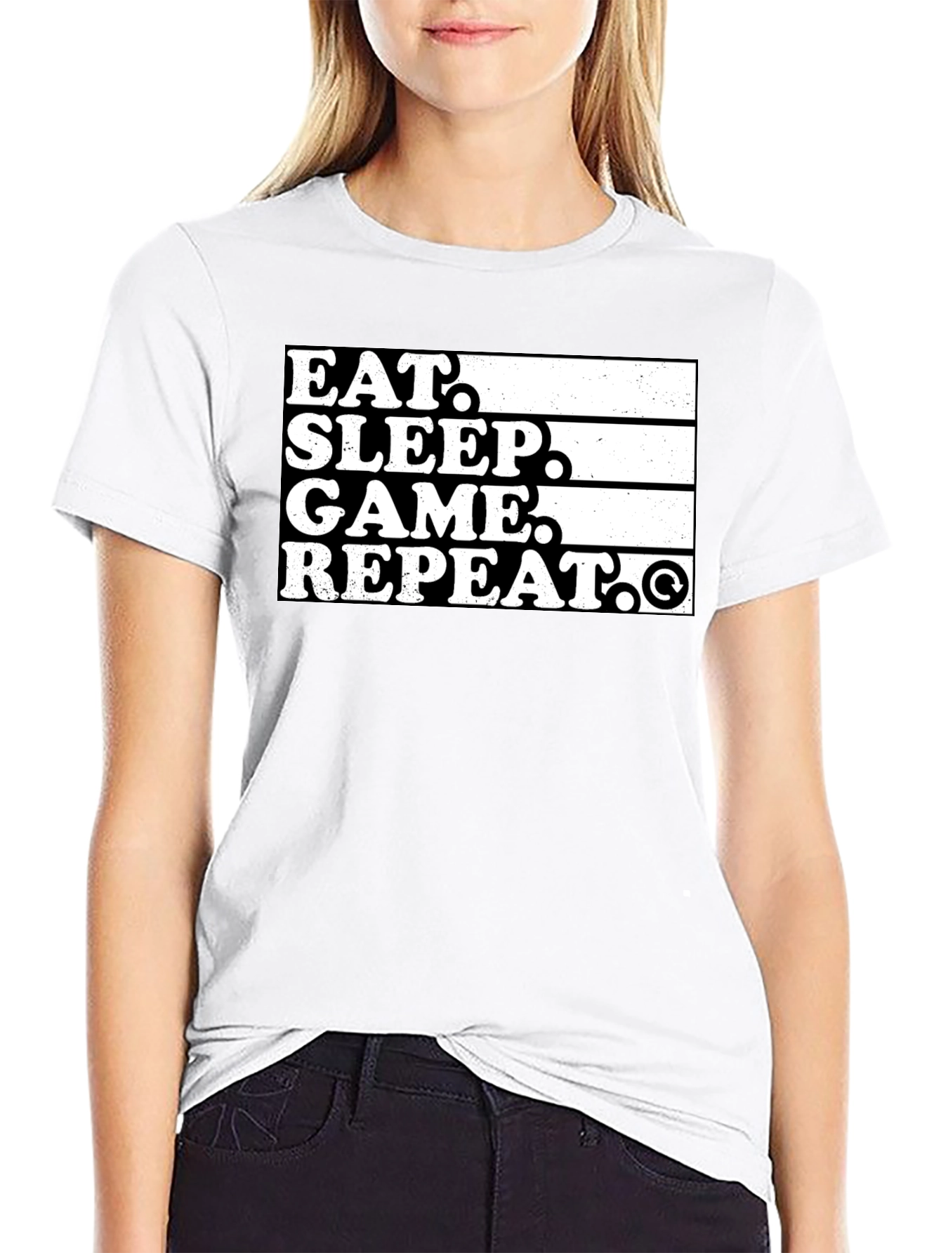 Eat Sleep Game Repeat Black Graphic Tee