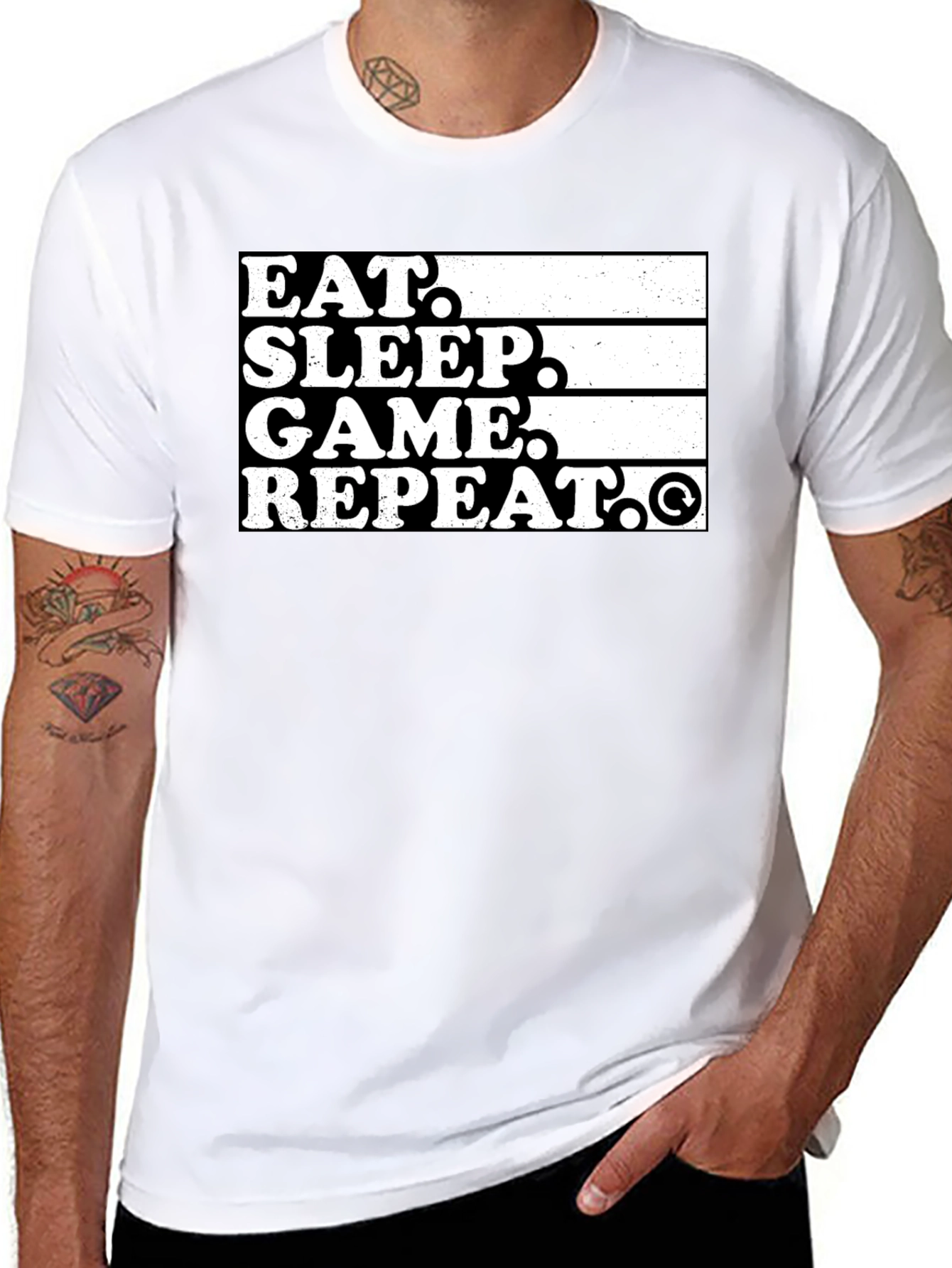 Eat Sleep Game Repeat Black Graphic Tee