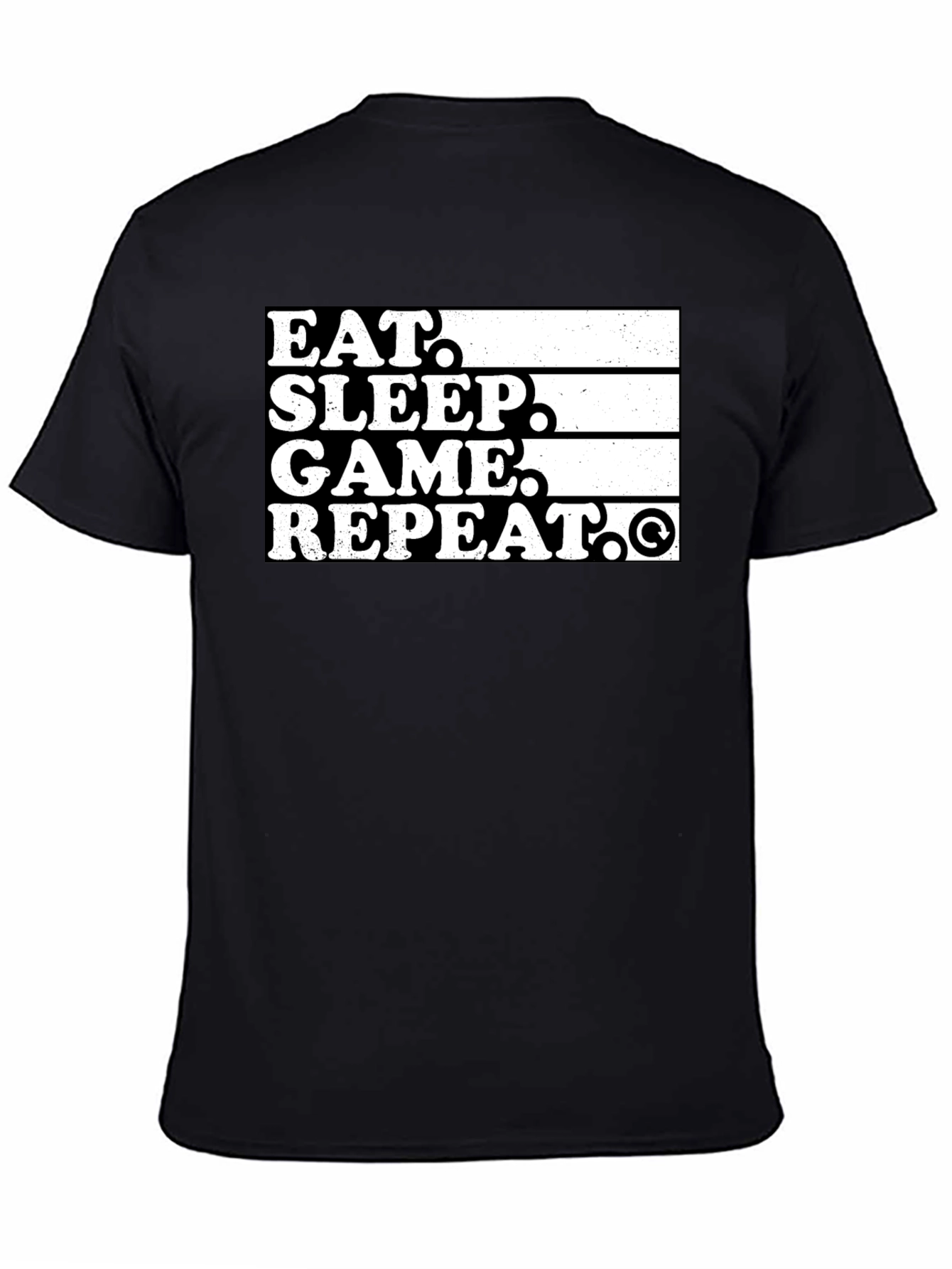 Eat Sleep Game Repeat Black Graphic Tee