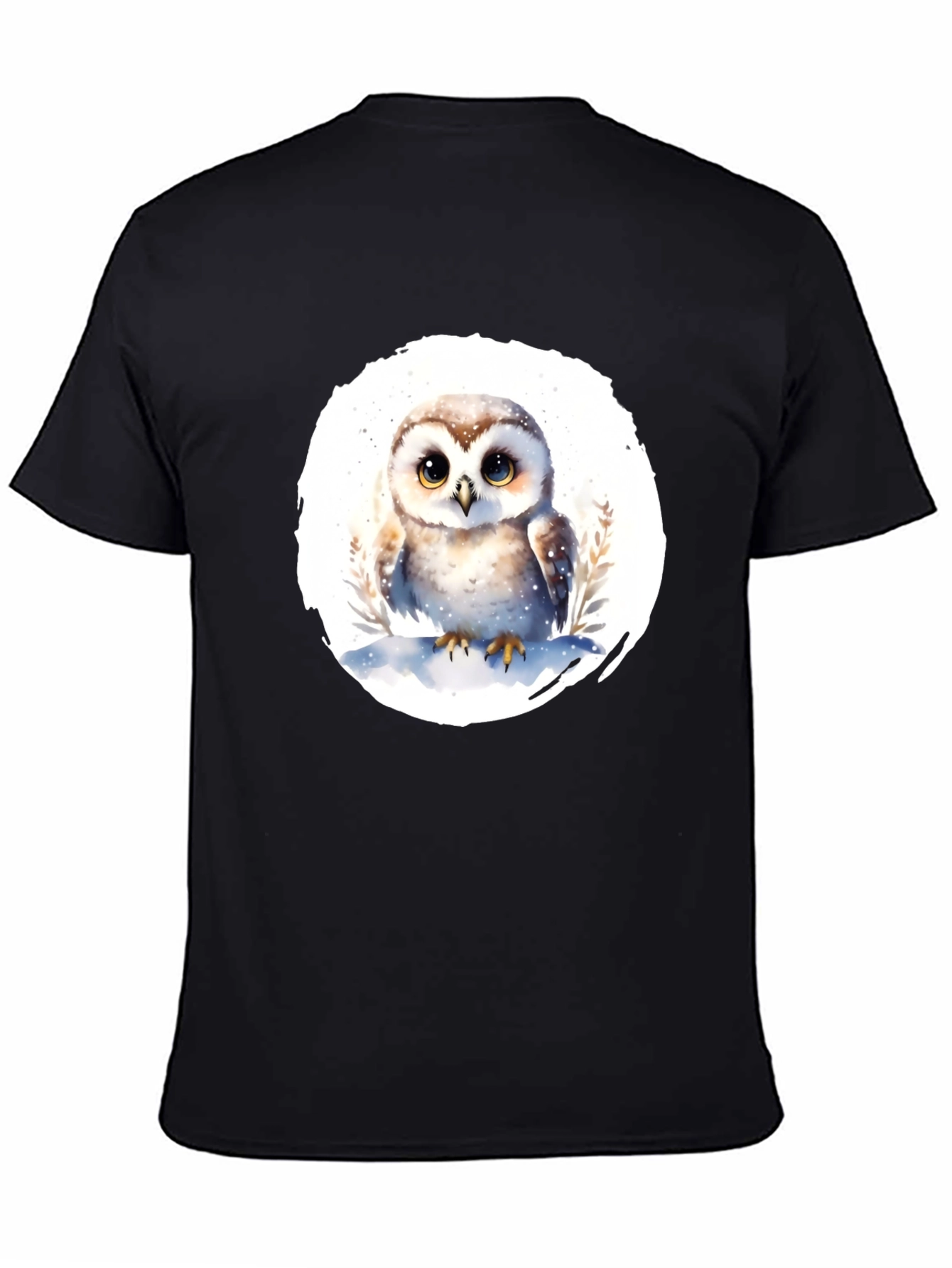 Cute Owl Graphic T-Shirt - Mens Black Tee