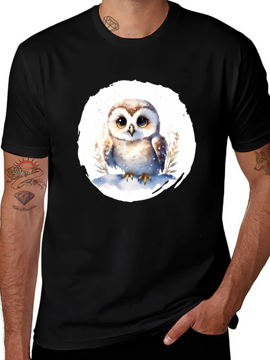 Cute Owl Graphic T-Shirt - Mens Black Tee