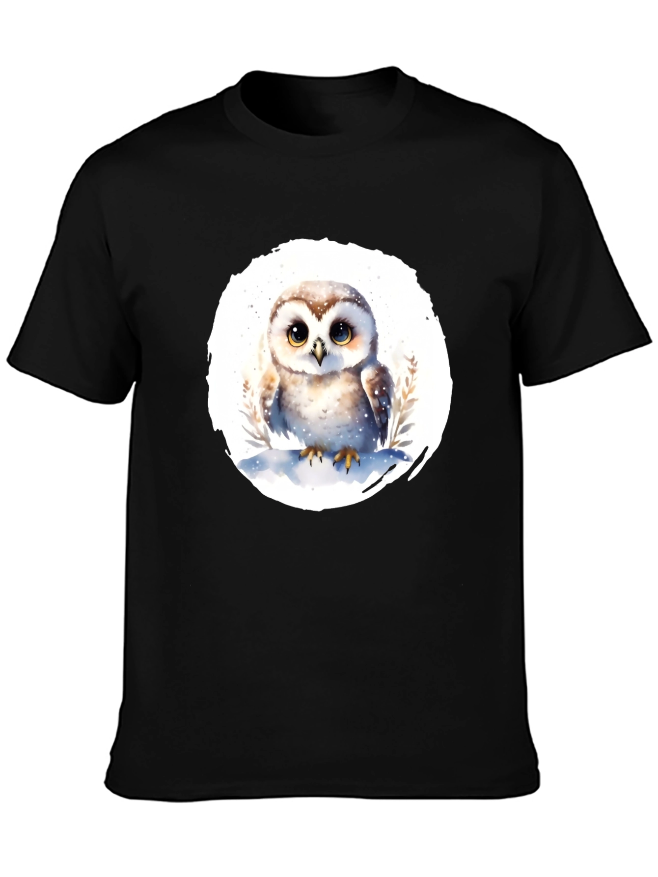 Cute Owl Graphic T-Shirt - Mens Black Tee