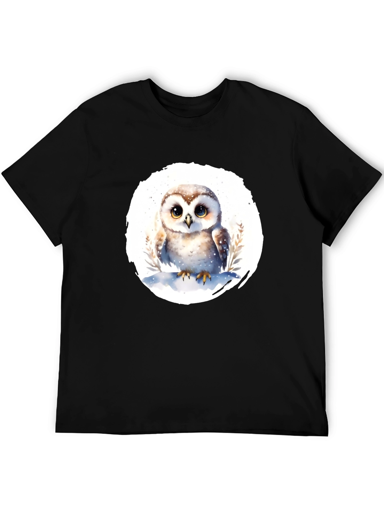 Cute Owl Graphic T-Shirt - Mens Black Tee