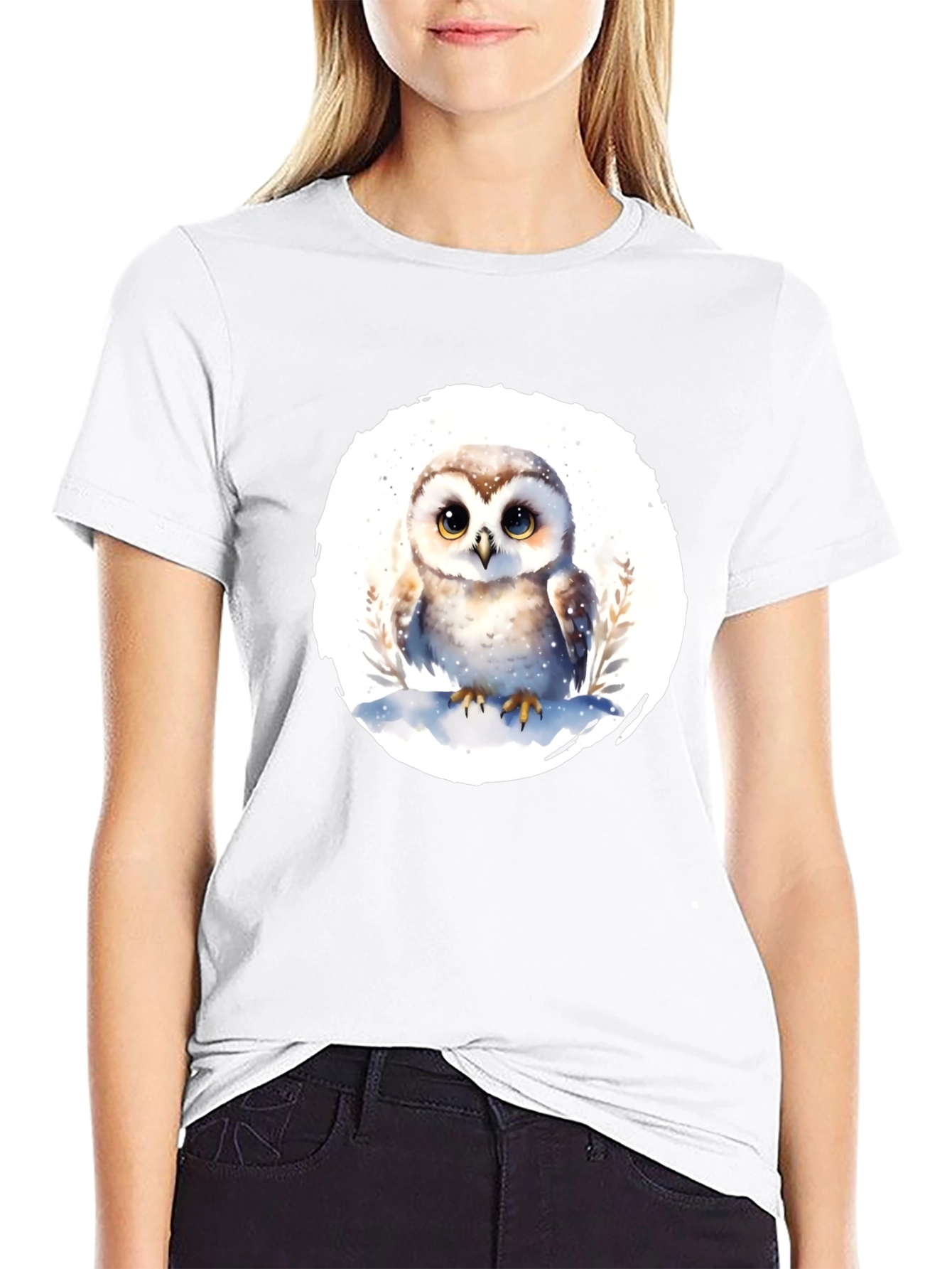 Cute Owl Graphic T-Shirt - Mens Black Tee