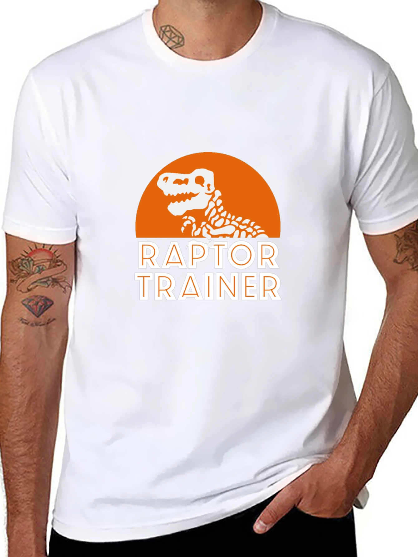 Raptor Trainer Graphic T-Shirt - Dinosaur Skeleton Design