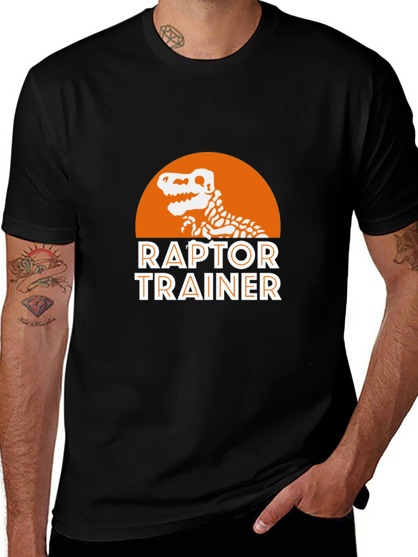 Raptor Trainer Graphic T-Shirt - Dinosaur Skeleton Design