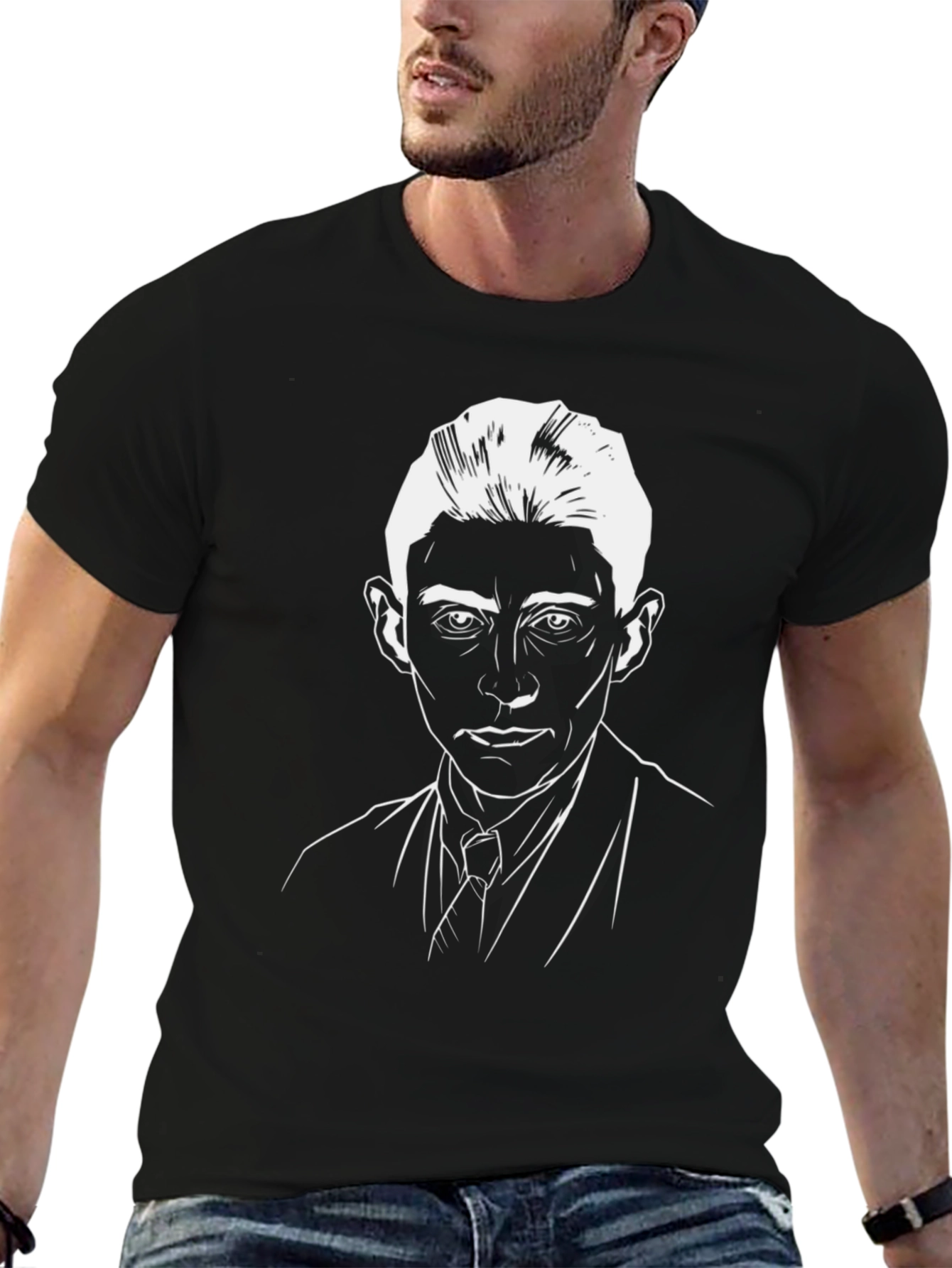 Kafka Portrait Graphic T-Shirt - Black