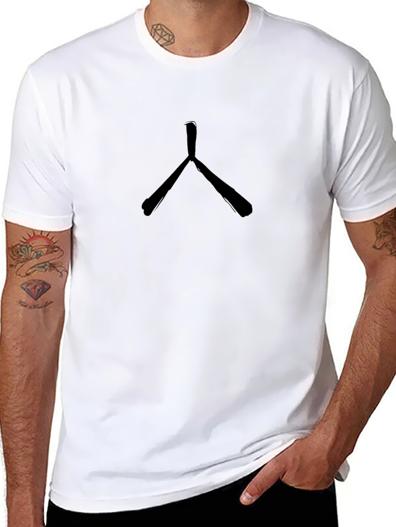 Mens Black T-Shirt with Oars Graphic
