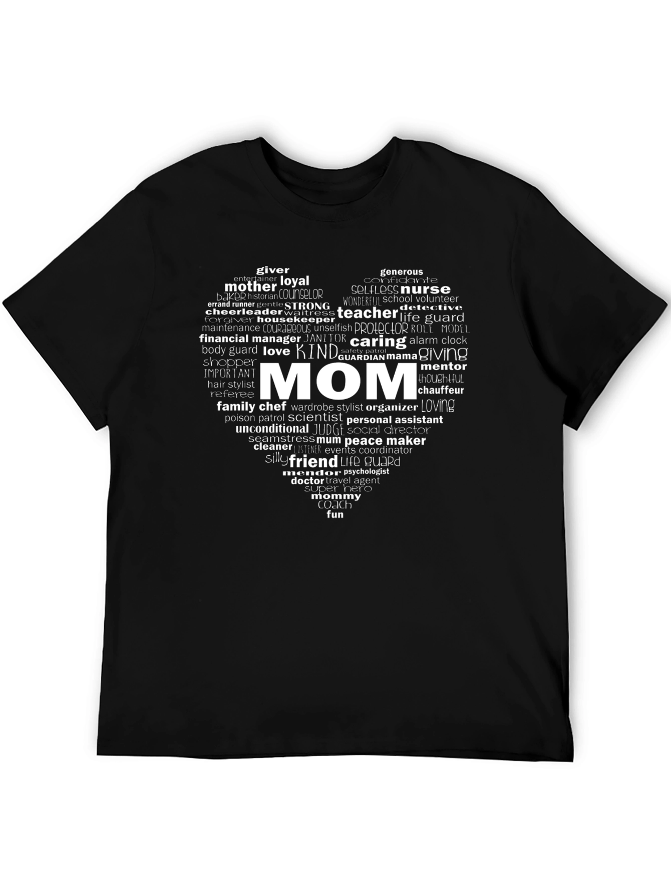 Mom Heart Word Art Graphic Tee - Black