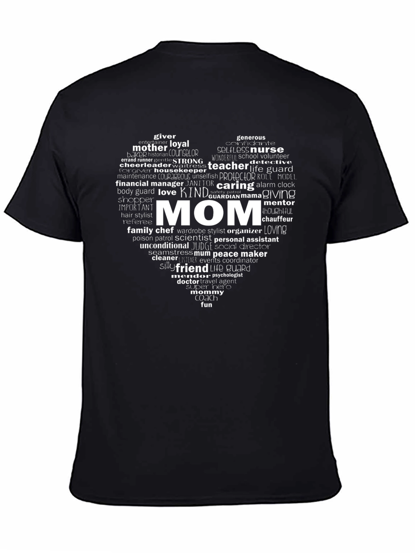 Mom Heart Word Art Graphic Tee - Black