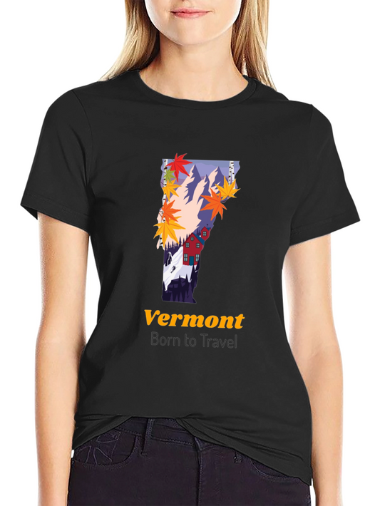 Vermont Travel T-Shirt - Fall Foliage Design
