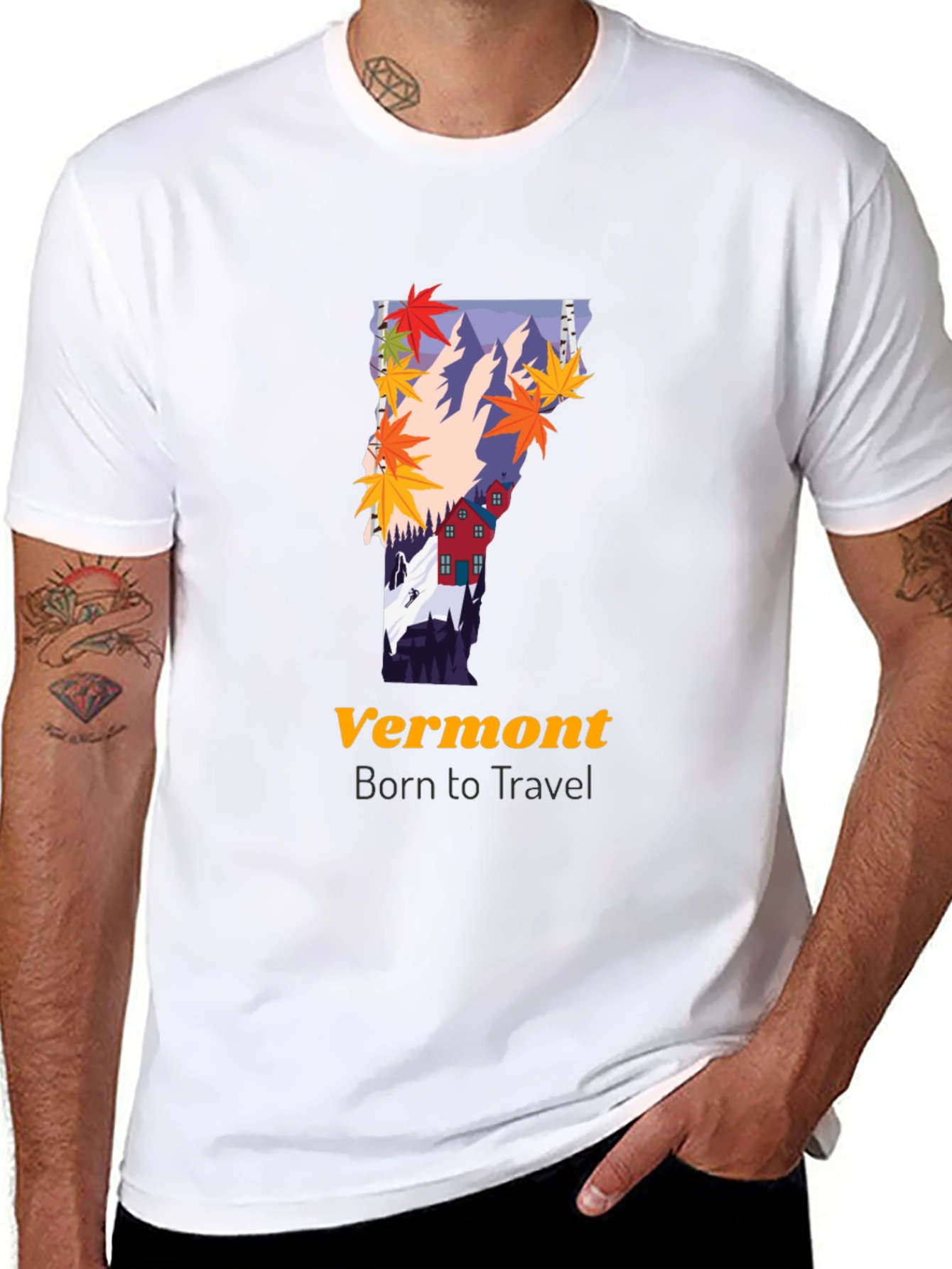Vermont Travel T-Shirt - Fall Foliage Design