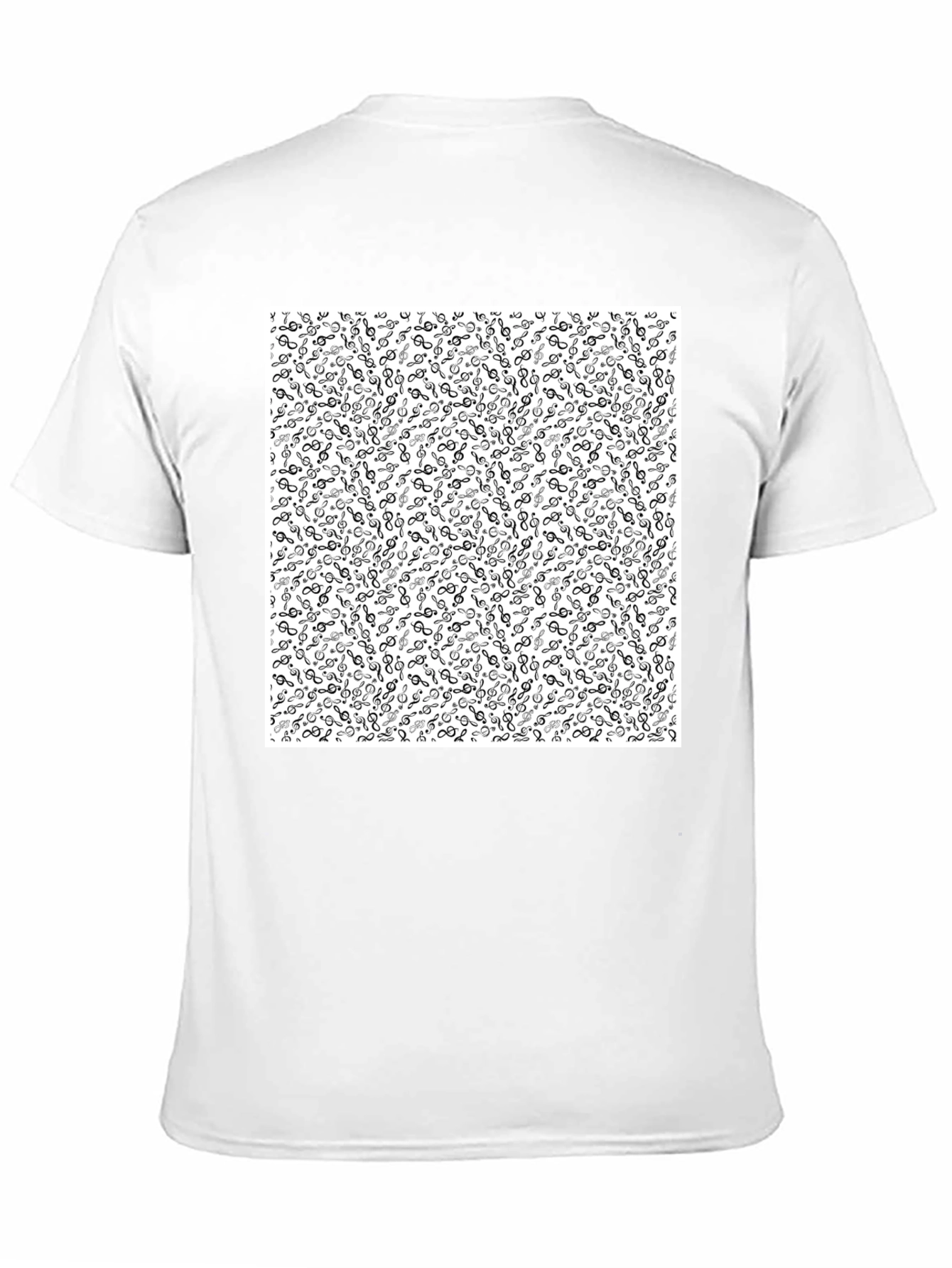 Music Note Patterned Black Tee