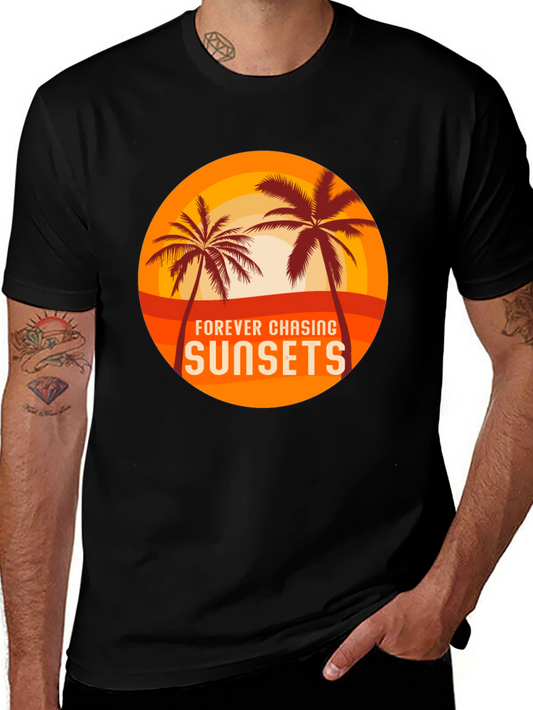 Sunset Chasing Black Tee - Tropical Vibes