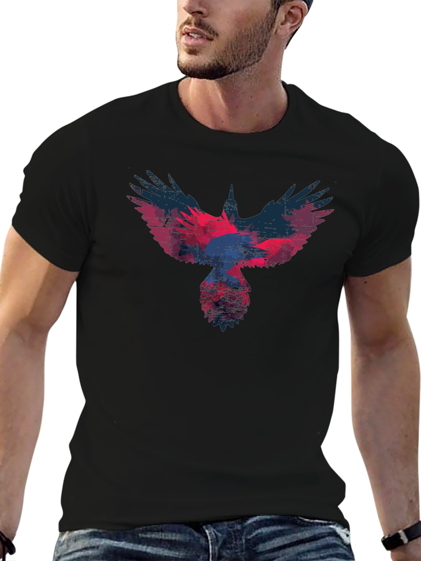 Raven Graphic T-Shirt - Distressed Print