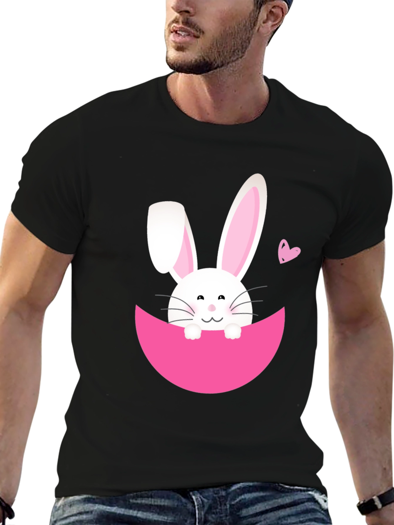 Easter Bunny T-Shirt - Black Cute Graphic Tee
