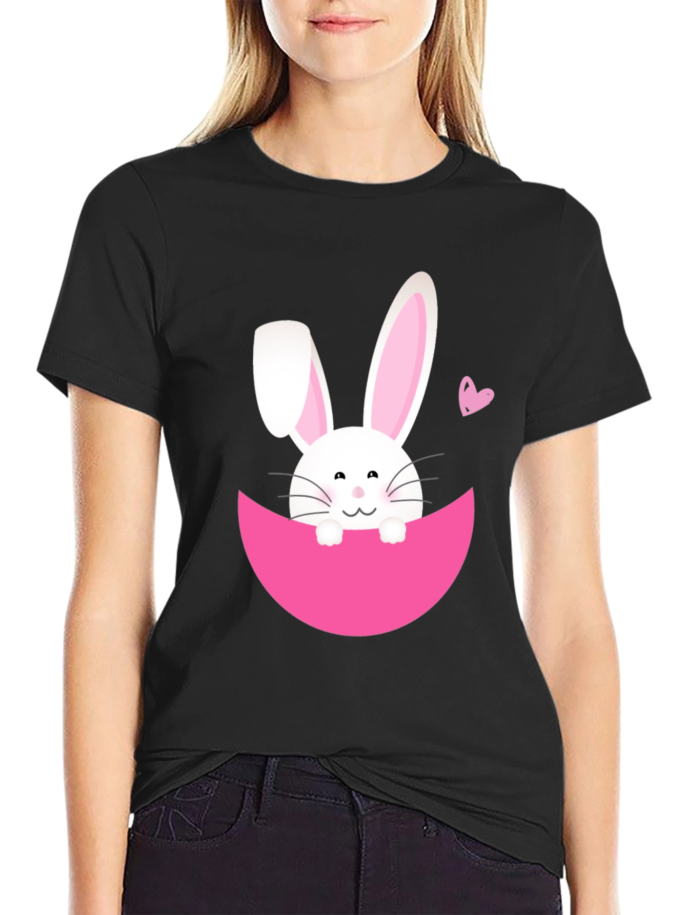 Easter Bunny T-Shirt - Black Cute Graphic Tee
