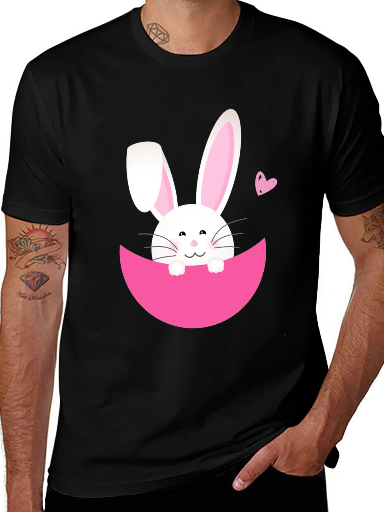 Easter Bunny T-Shirt - Black Cute Graphic Tee