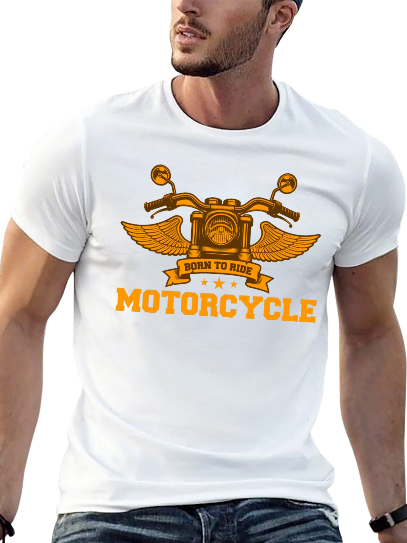 Born To Ride Motorcycle Graphic T-Shirt