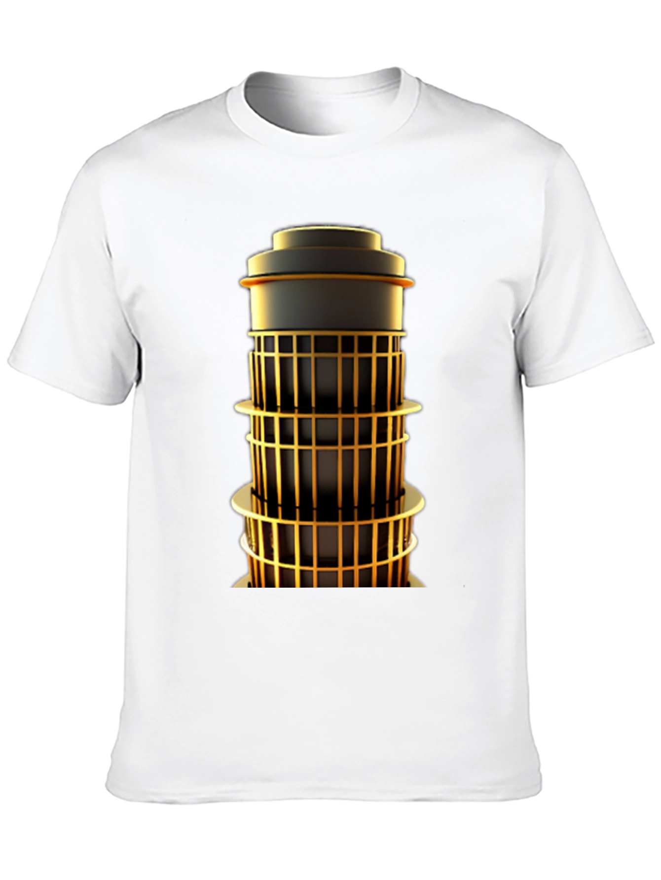 Geometric Tower Graphic Tee - Modern Art Shirt