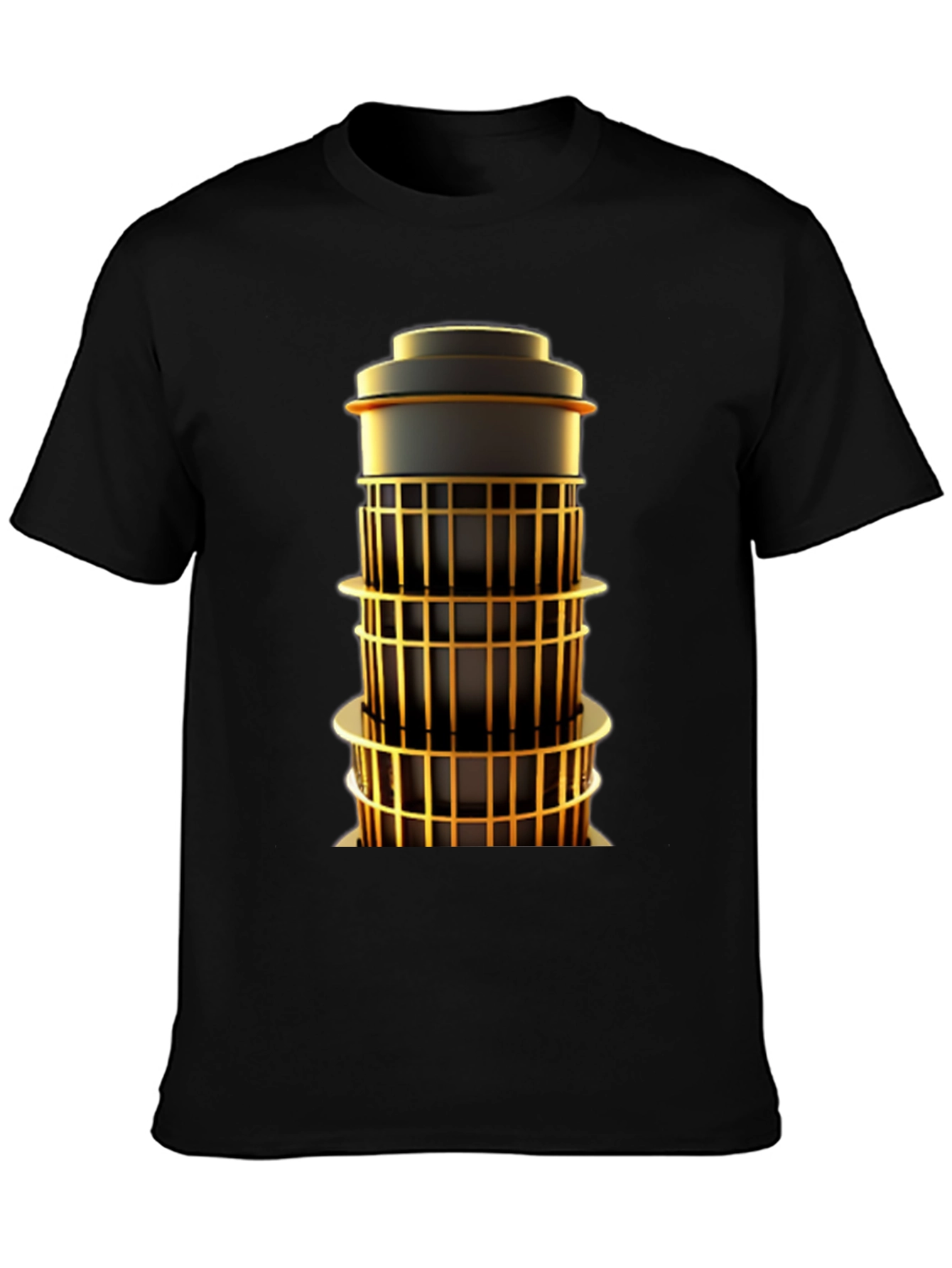 Geometric Tower Graphic Tee - Modern Art Shirt