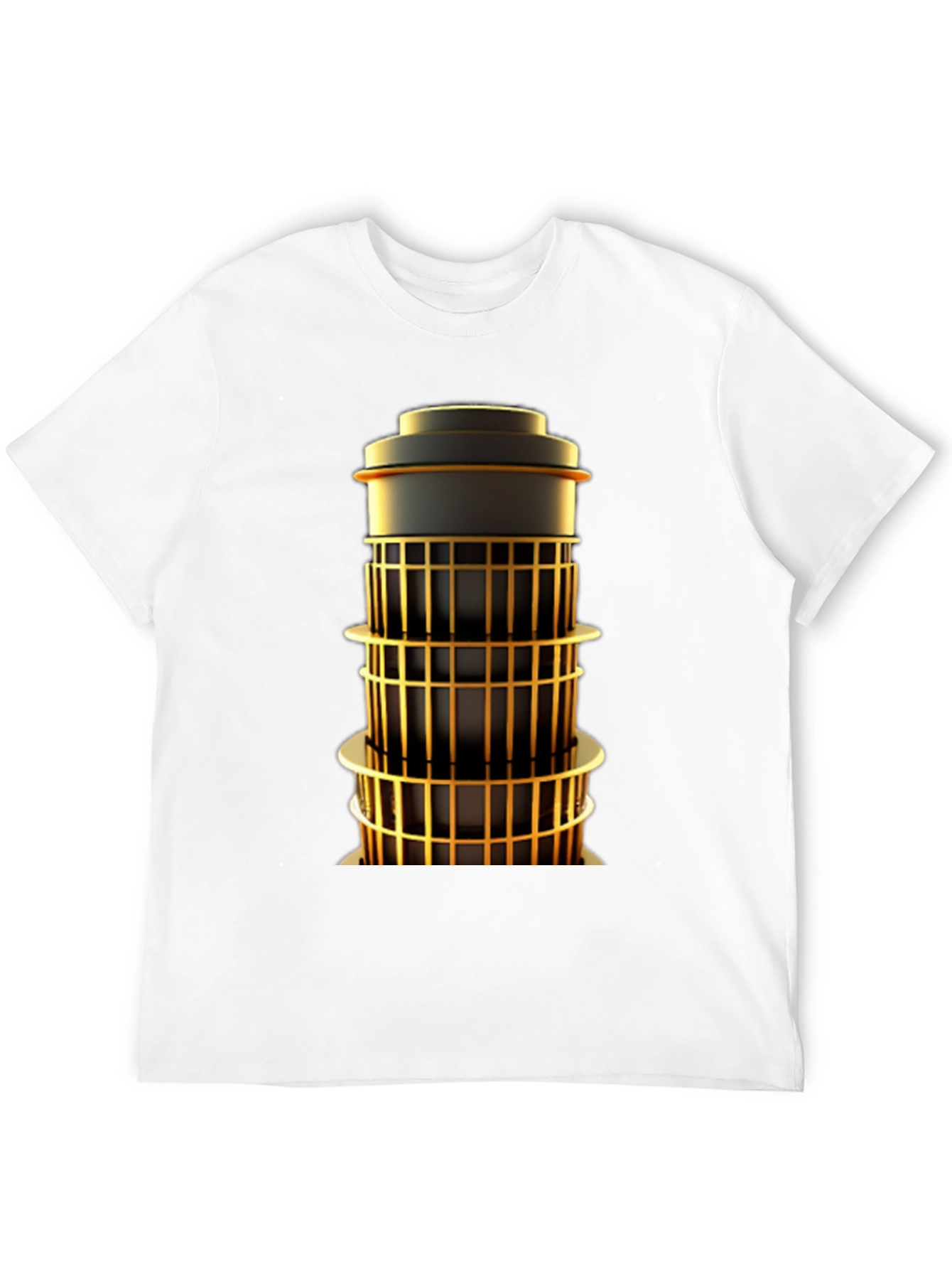 Geometric Tower Graphic Tee - Modern Art Shirt