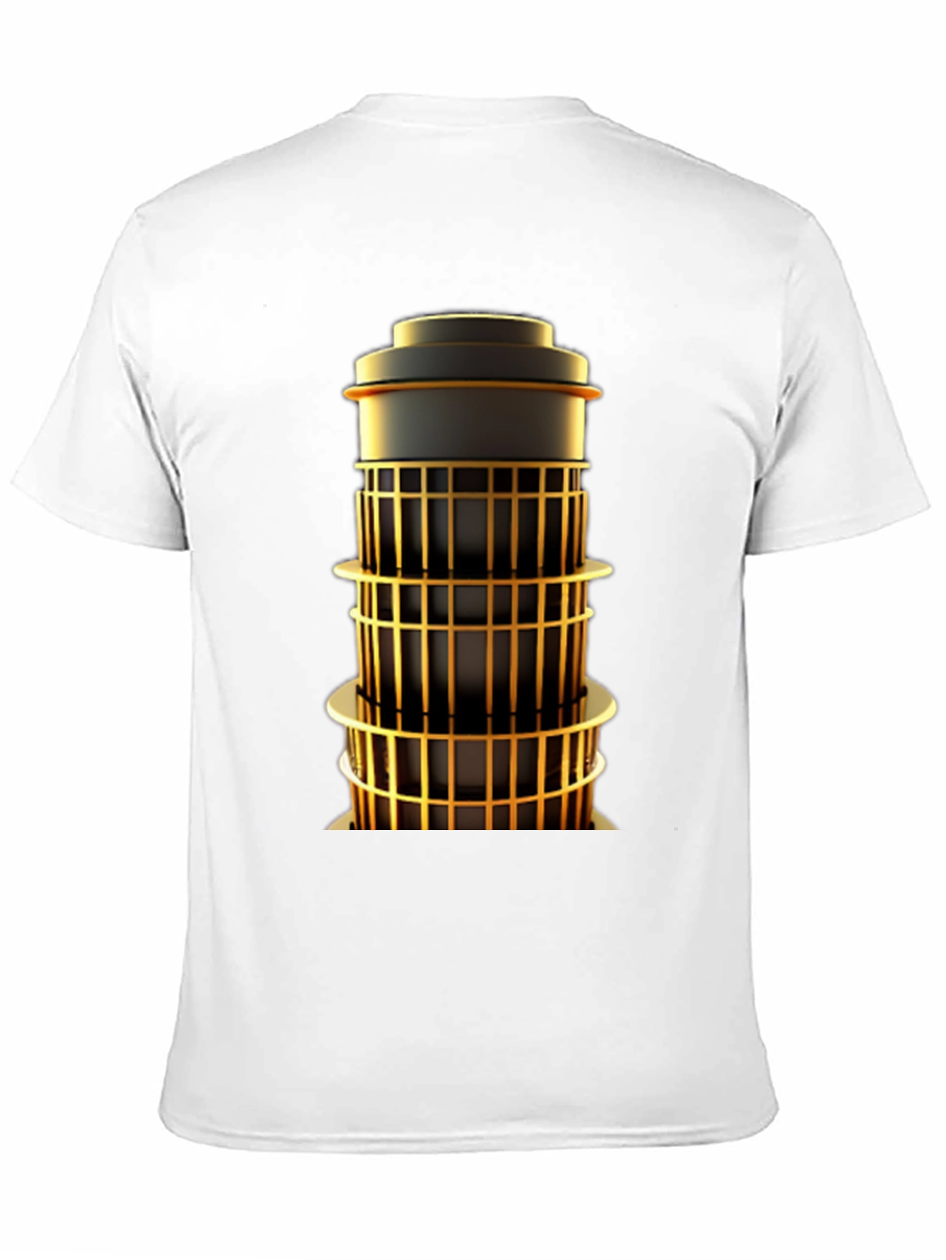Geometric Tower Graphic Tee - Modern Art Shirt