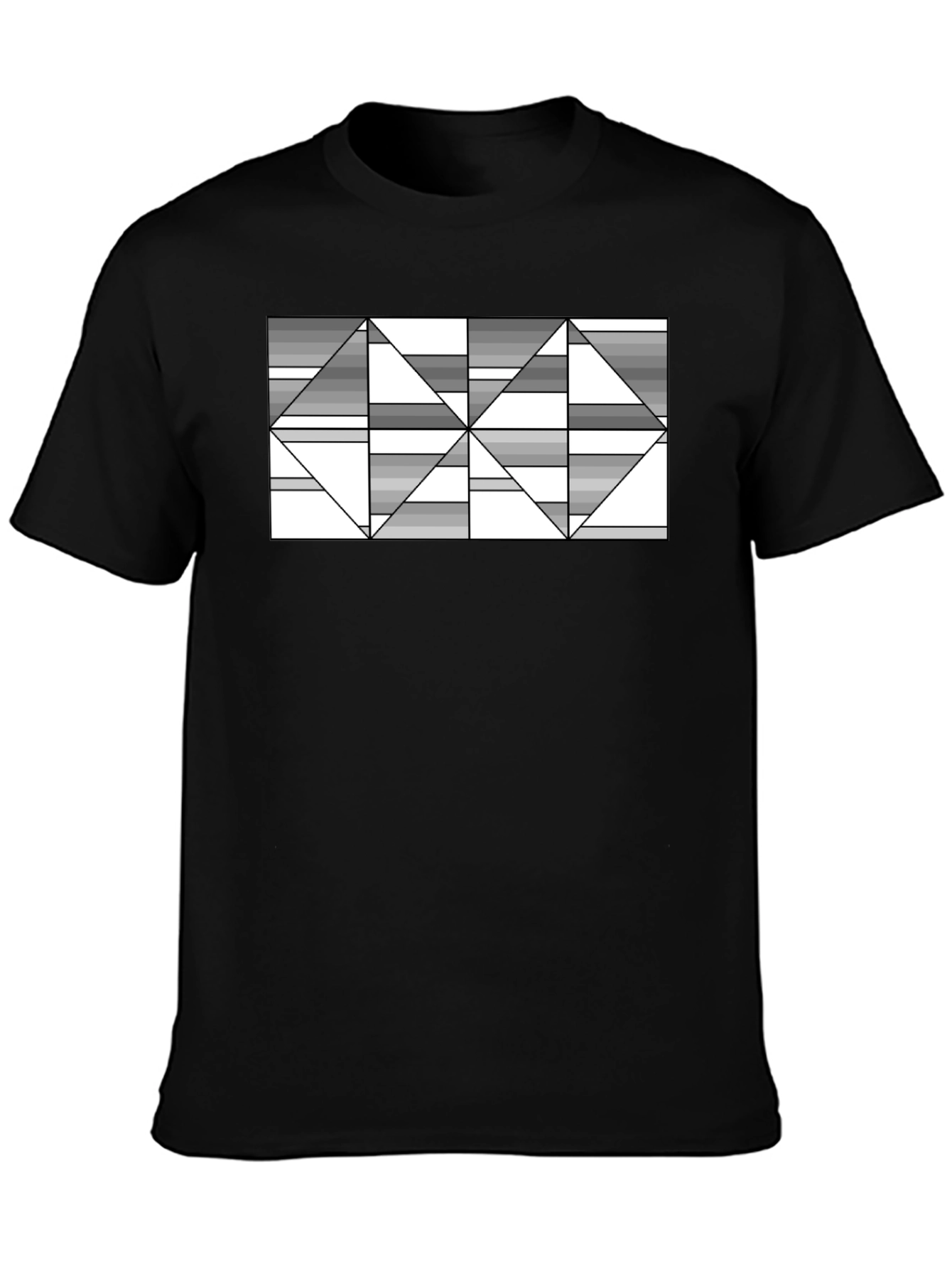 Abstract Geometric Triangle T-Shirt - Black