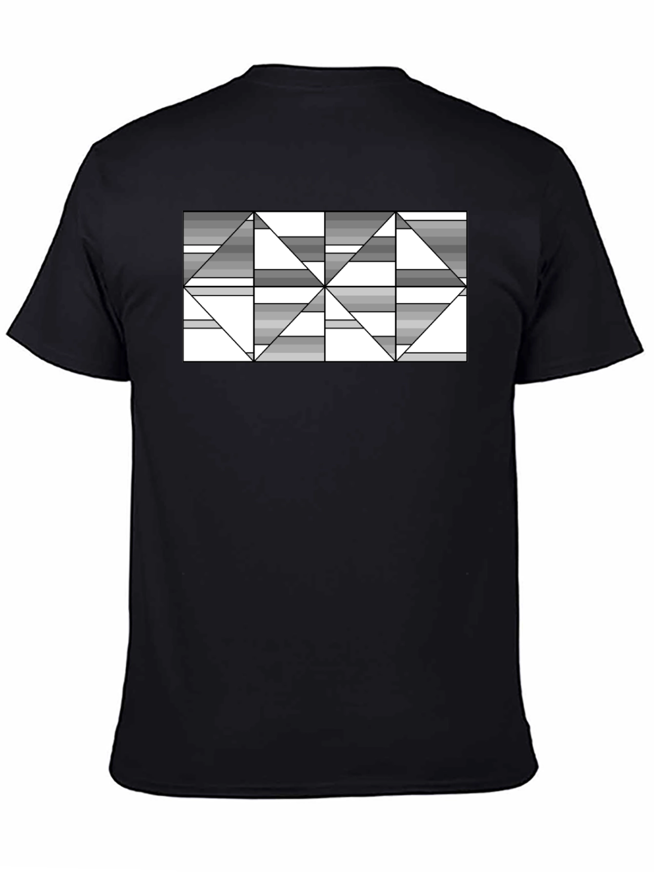 Abstract Geometric Triangle T-Shirt - Black