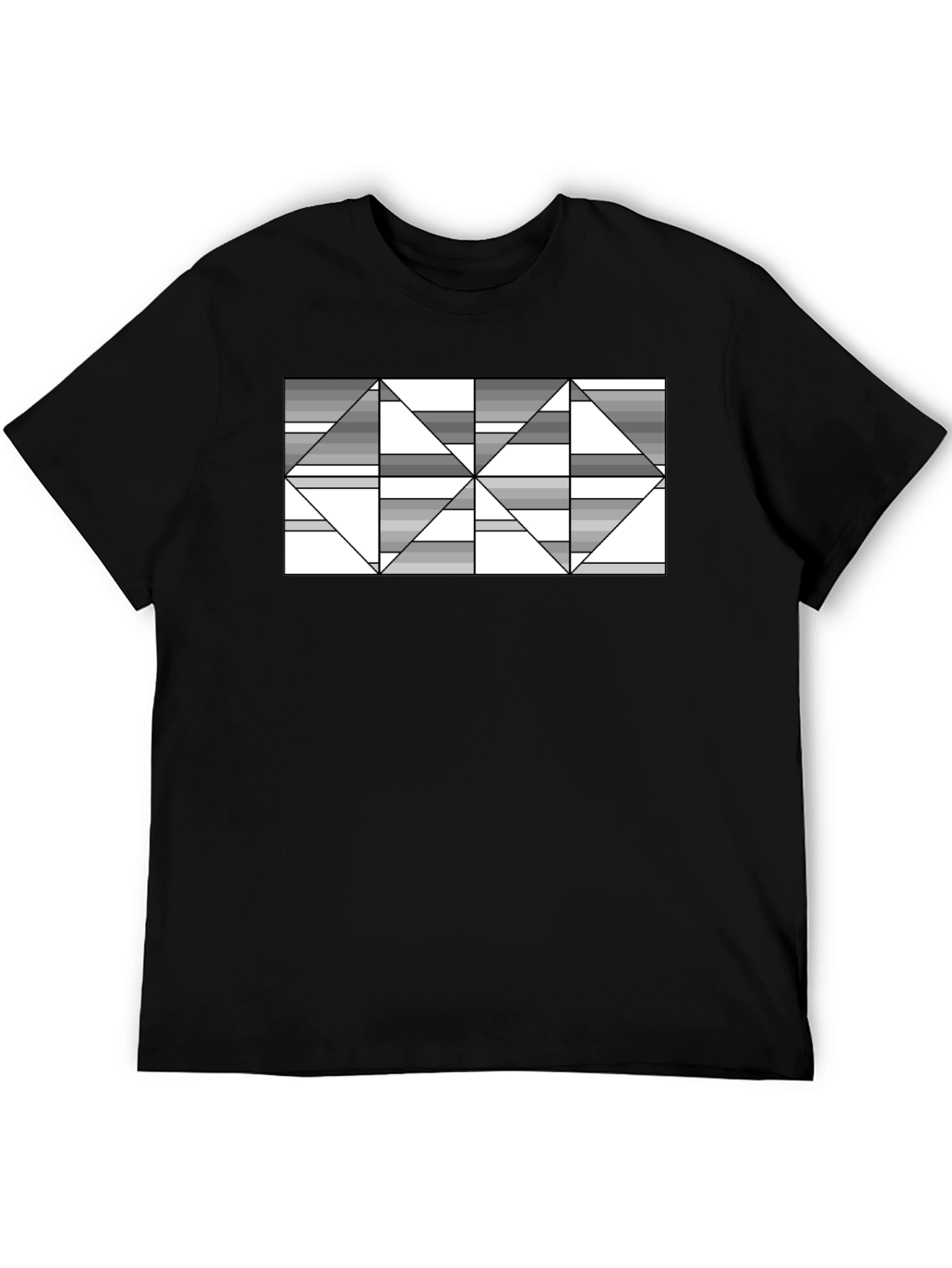 Abstract Geometric Triangle T-Shirt - Black