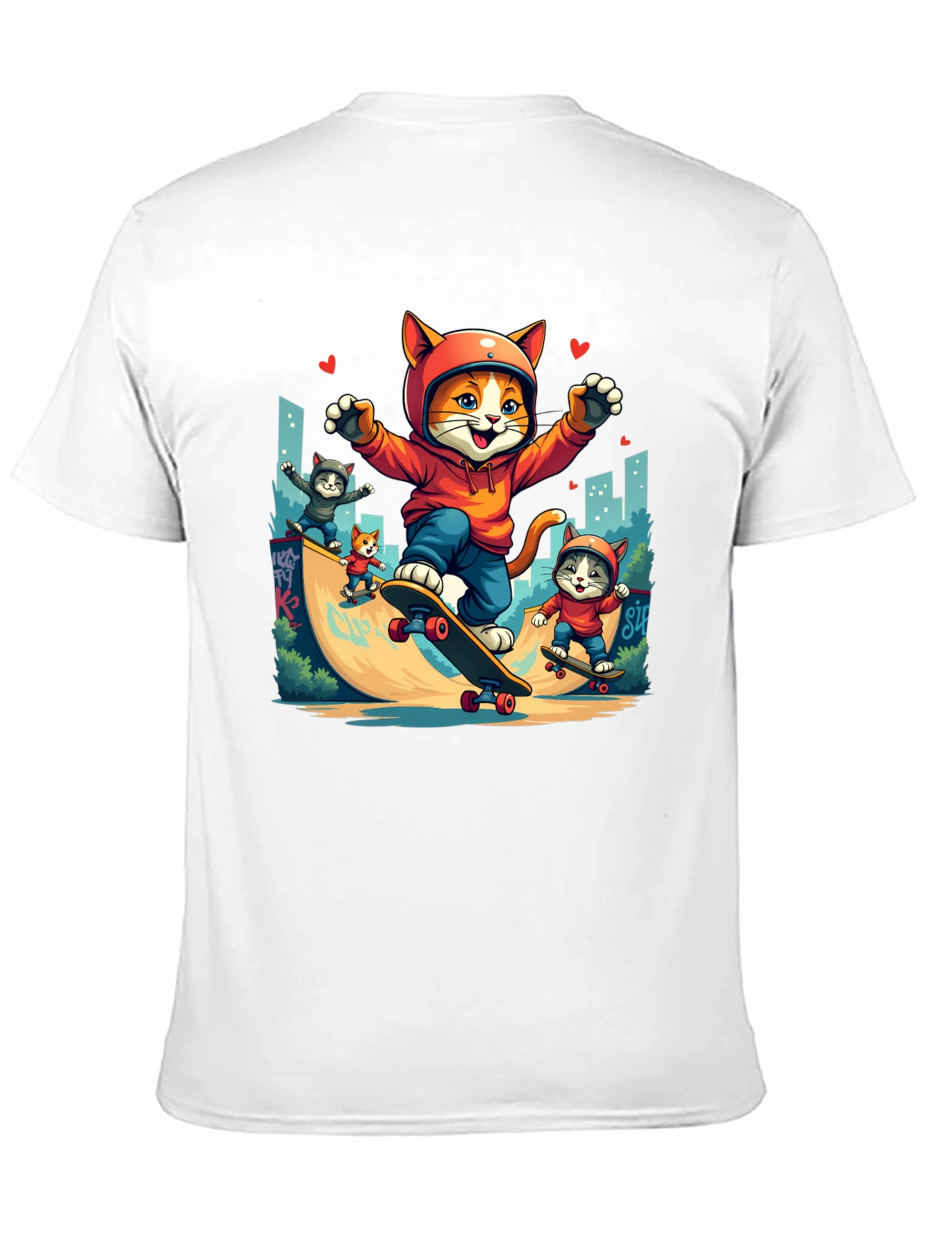 Skateboarding Cats Graphic Tee