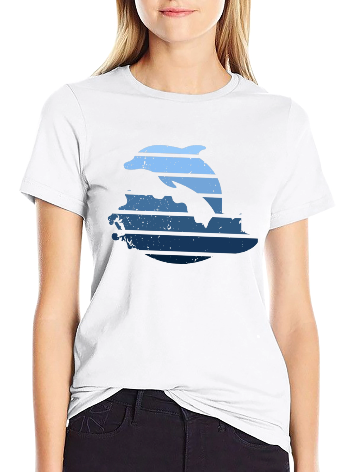 Retro Dolphin Horizon Graphic T-Shirt
