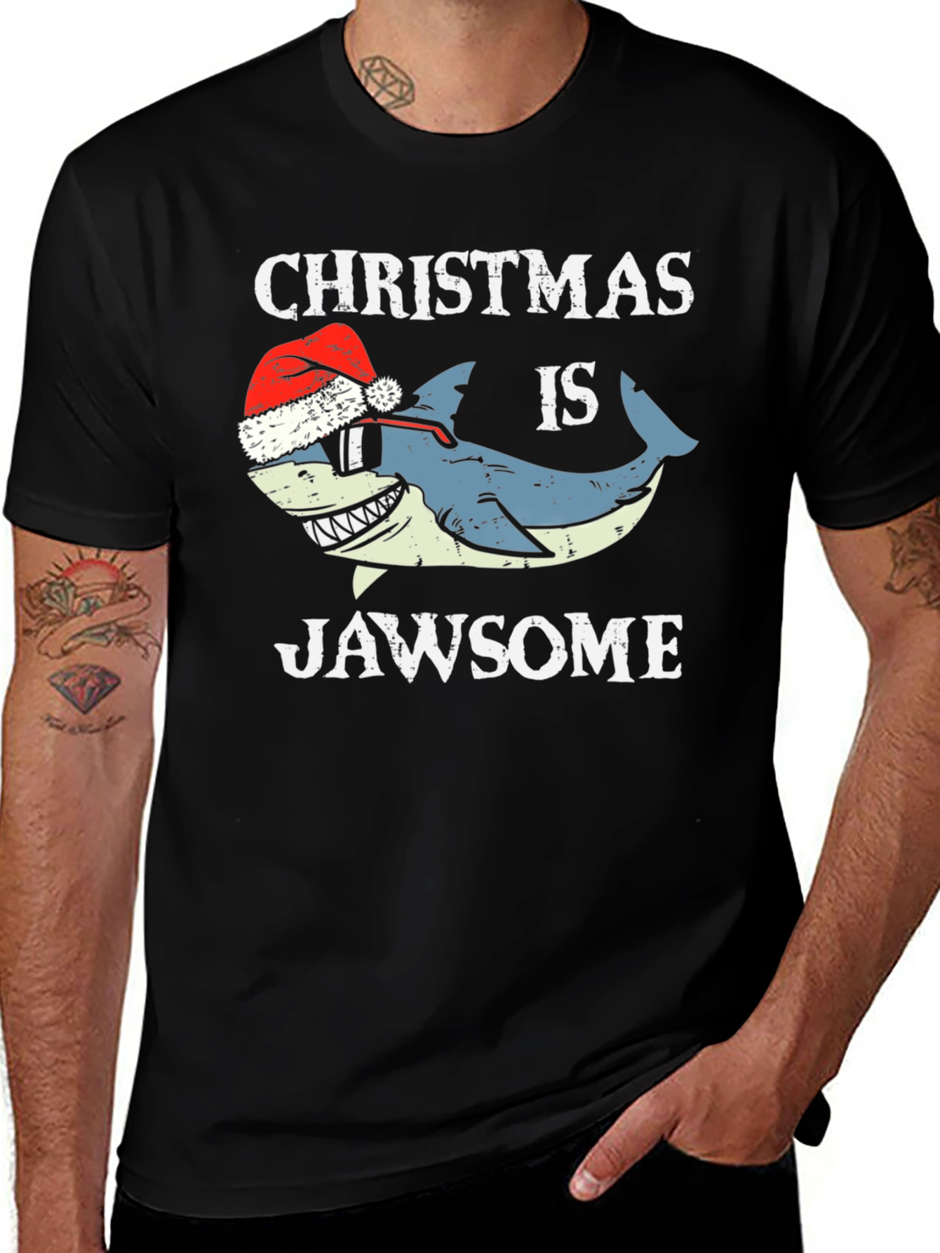 Christmas Jawsome Shark T-Shirt Holiday Tee