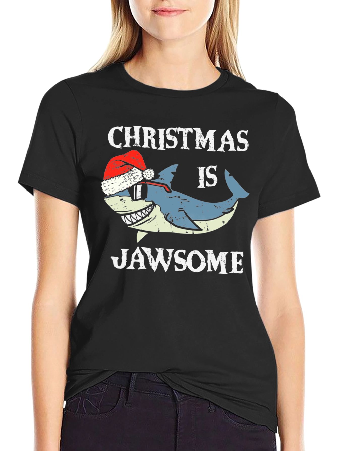 Christmas Jawsome Shark T-Shirt Holiday Tee