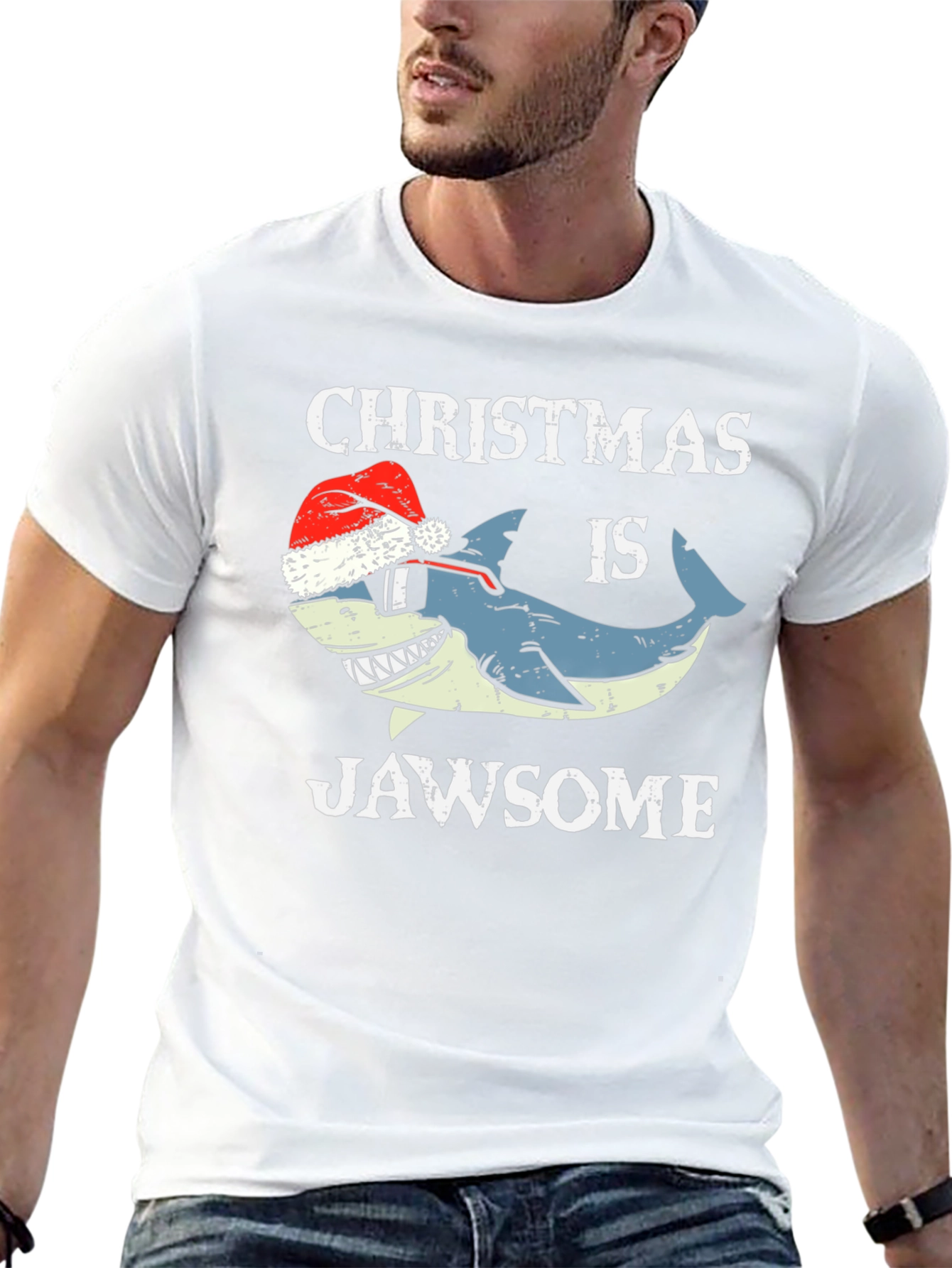 Christmas Jawsome Shark T-Shirt Holiday Tee