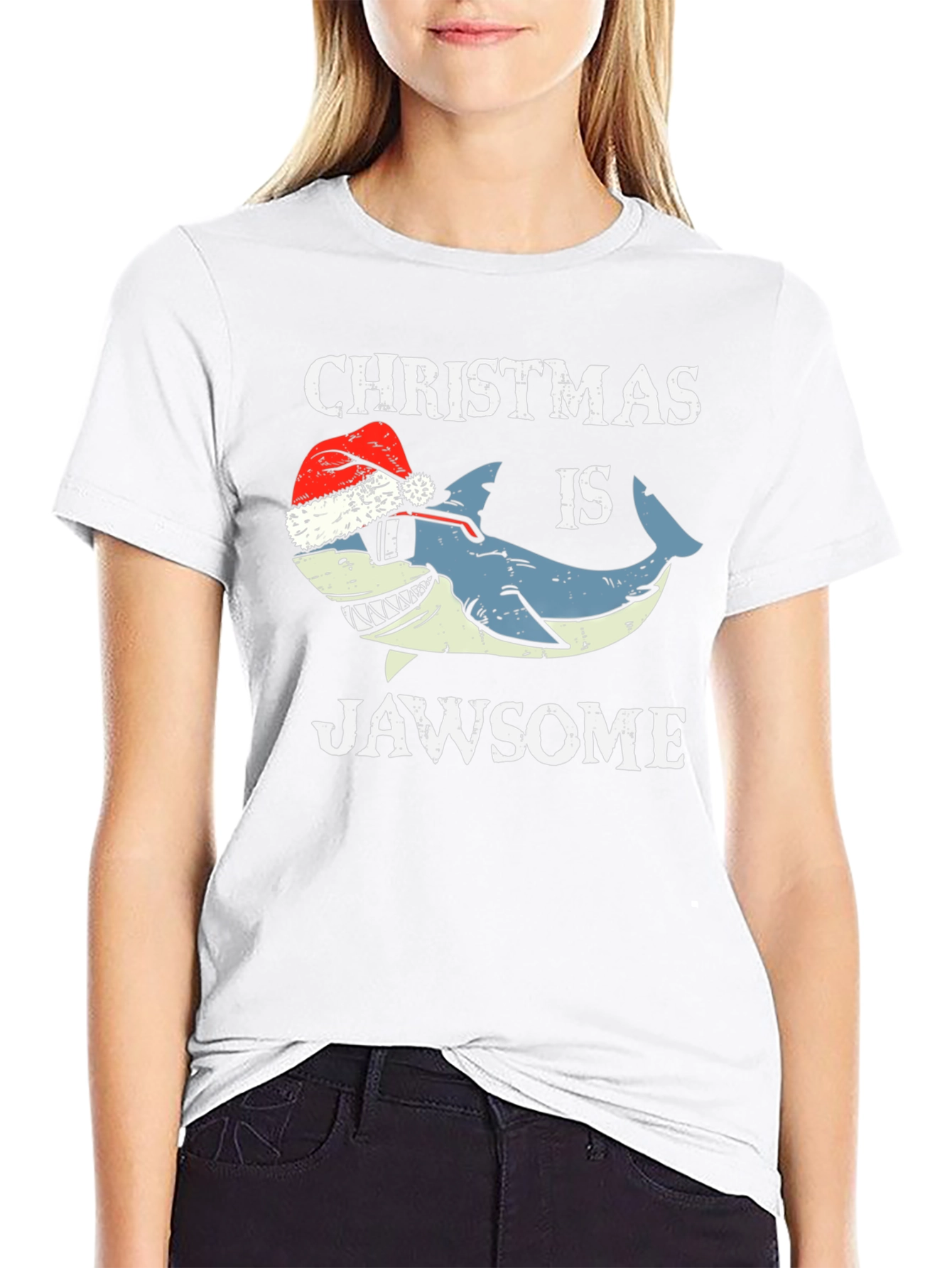Christmas Jawsome Shark T-Shirt Holiday Tee