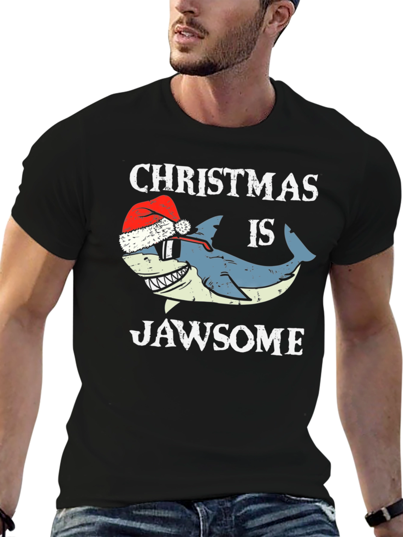 Christmas Jawsome Shark T-Shirt Holiday Tee