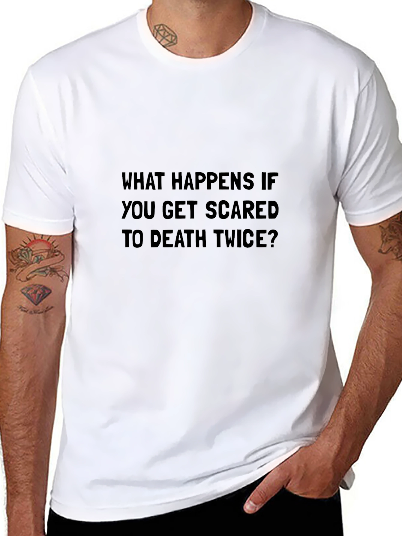 Scared To Death Twice Mens T-Shirt Funny Slogan